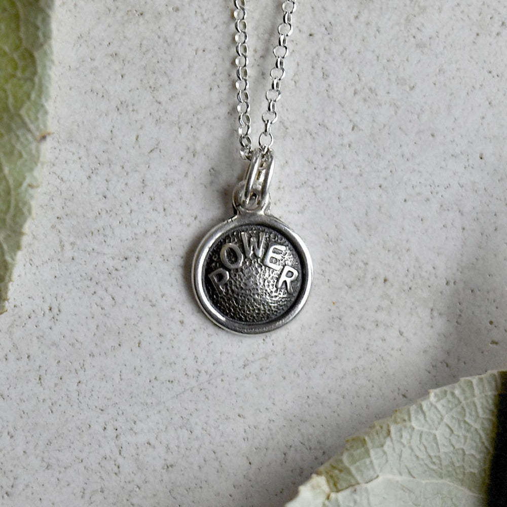 Power Tiny Die Struck Silver Necklace - Elegant Minimalist Jewelry for Women, Perfect for Everyday Wear, Gifts & Special Occasions