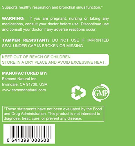 Esmond Natural Lung Cleanser Supplement - 180 Tablets (3 Pack) | GMP Certified, Natural Product Association Approved | Supports Healthy Respiratory Function | Made in USA | Ideal for Smokers, Allergy Sufferers & Urban Dwellers