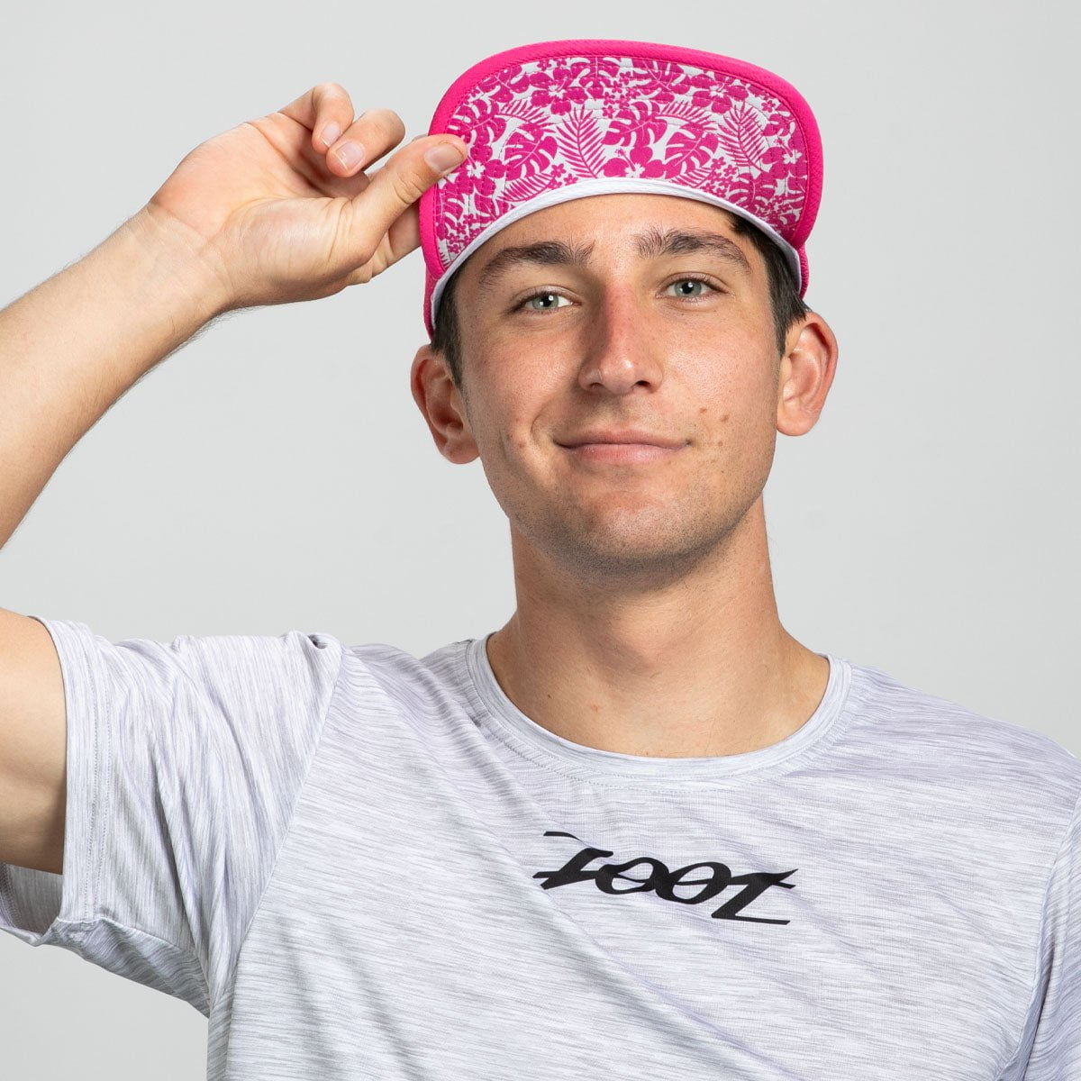 Unisex Tech 5 Panel Hat - Pink Aloha Print Adjustable Snapback Cap for Men & Women - Perfect for Beach, Surfing, and Summer Outdoor Activities