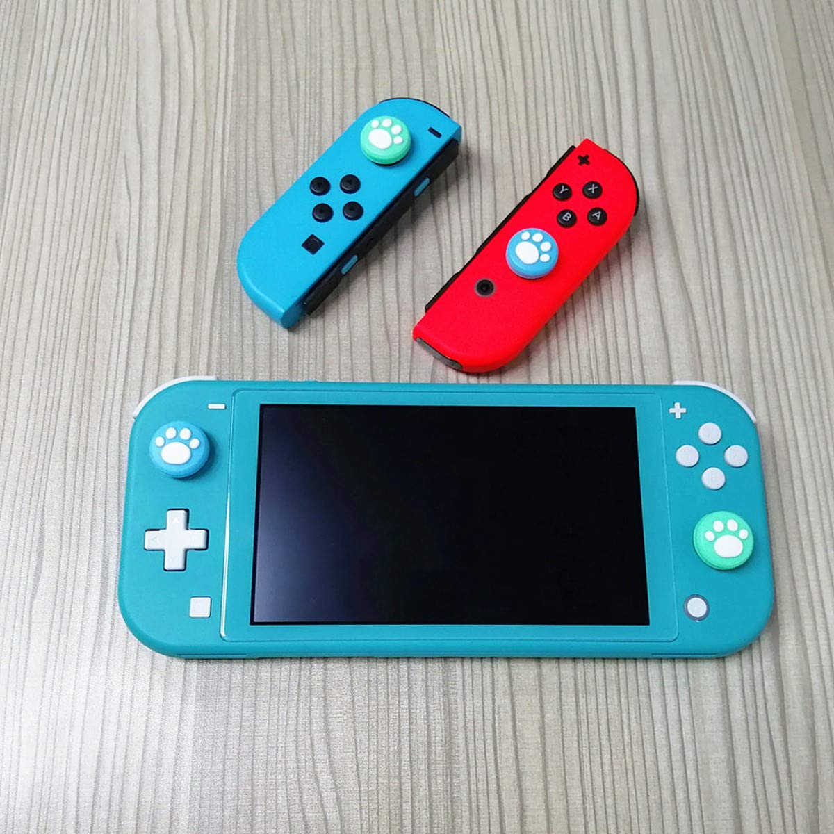 6Pcs Cute Cat Paw & Raccoon Green Leaf Thumb Grip Caps for Nintendo Switch/Lite Joy-Con Controllers - Soft Joystick Cover Accessories for Comfortable Gaming & NS Protection (Perfect for Kids & Long Play Sessions)