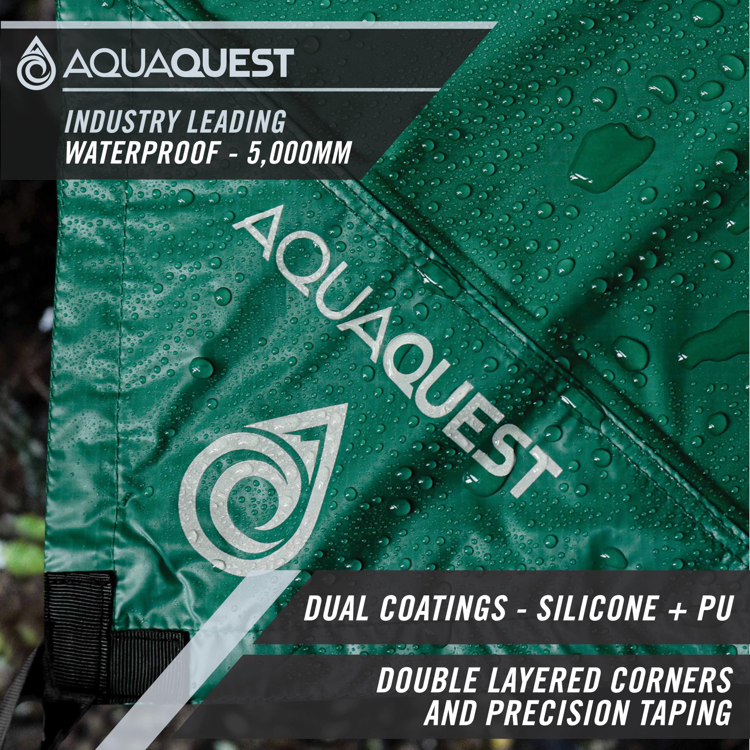 Waterproof AquaQuest Guide Camping Tarp - Ultralight Tent Cover & Rain Fly for Hiking, Backpacking, Hammock & Survival Gear | Perfect for Outdoor Adventures, Emergency Shelter & All-Weather Protection