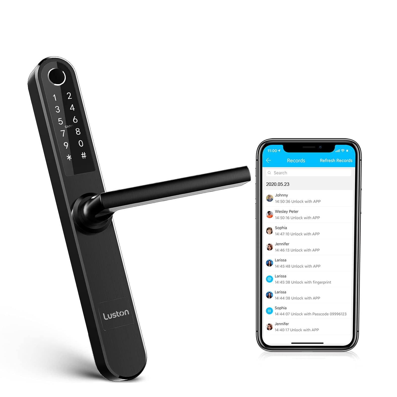 Smart Lock for Front Door - Keyless Entry WiFi Bluetooth Fingerprint Digital Keypad - Stainless Steel Waterproof Mortise Lock with Handle (Black) - Perfect for Home Security & Smart Access Control