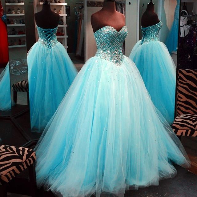 Elegant Crystal Beaded Sweetheart Neckline Tulle Ball Gown - Perfect for Prom, Quinceañera & Formal Events (2017 Collection) | Wedding, Homecoming, Pageant & Special Occasion Dresses