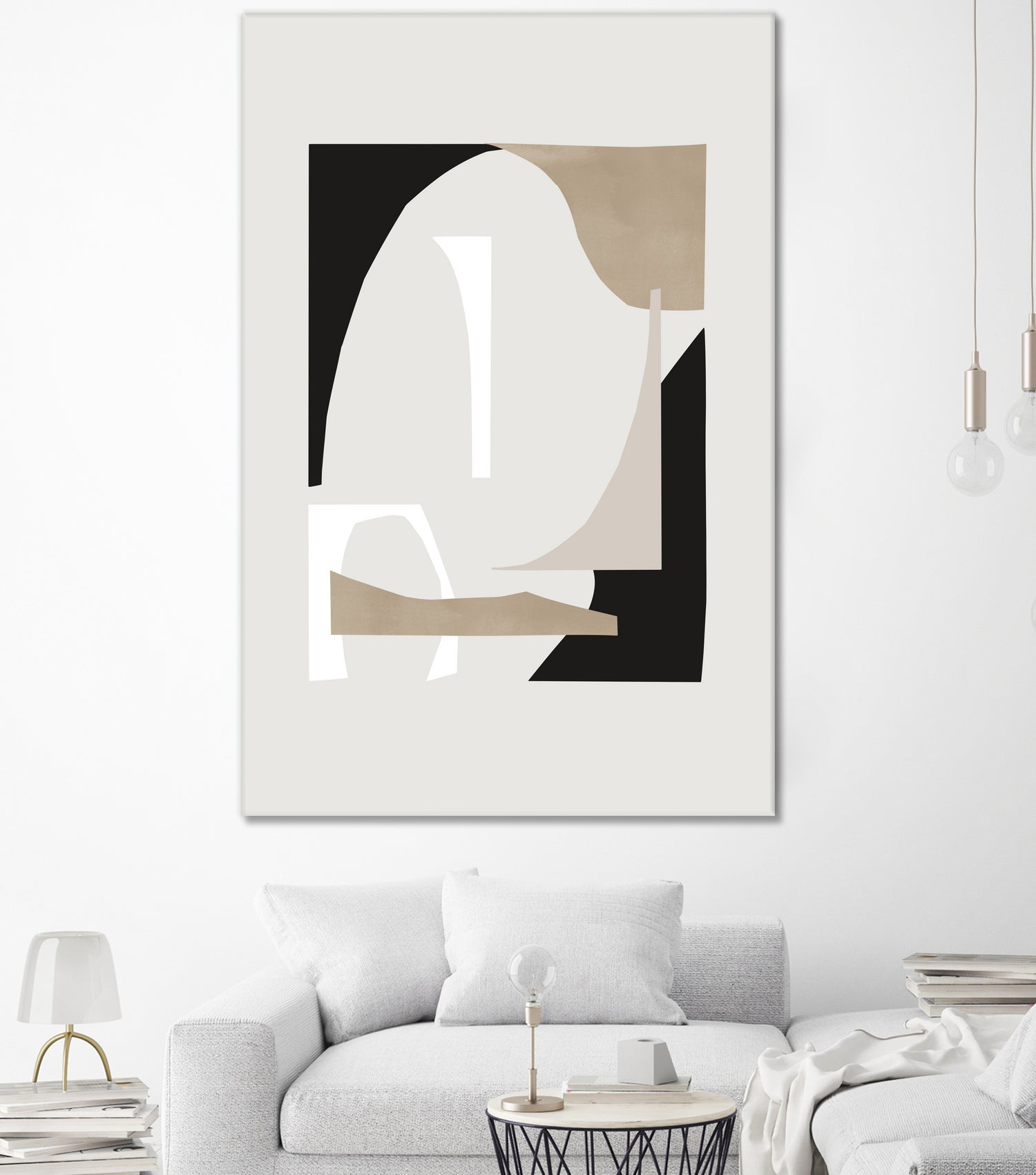 Abstract Shapes 3 - Modern Geometric Wall Art Decor for Living Room & Office - Unique Handmade Canvas Painting for Home Interior Design