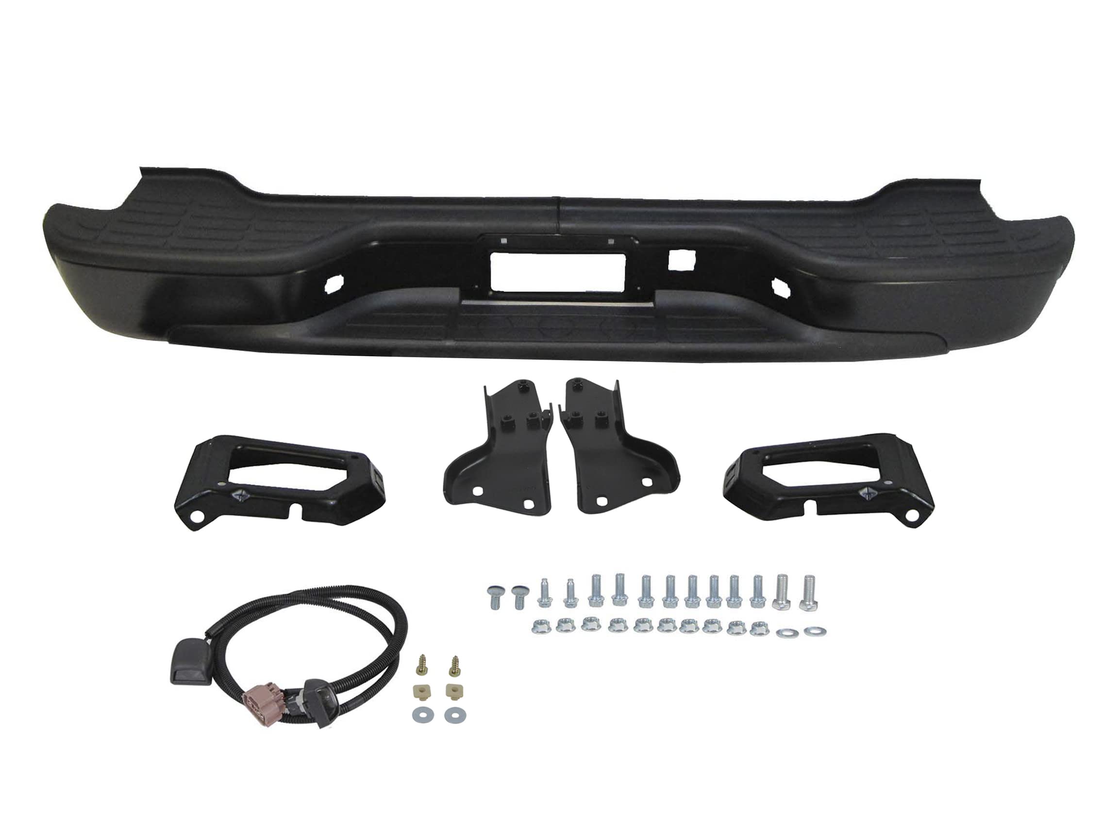 2000-2006 Chevy Suburban & GMC Yukon Rear Step Bumper Assembly - Black with Pad, Bracket & Hitch Lamps (GM1101115) | Perfect for Off-Roading, Towing & Truck Accessories Upgrade