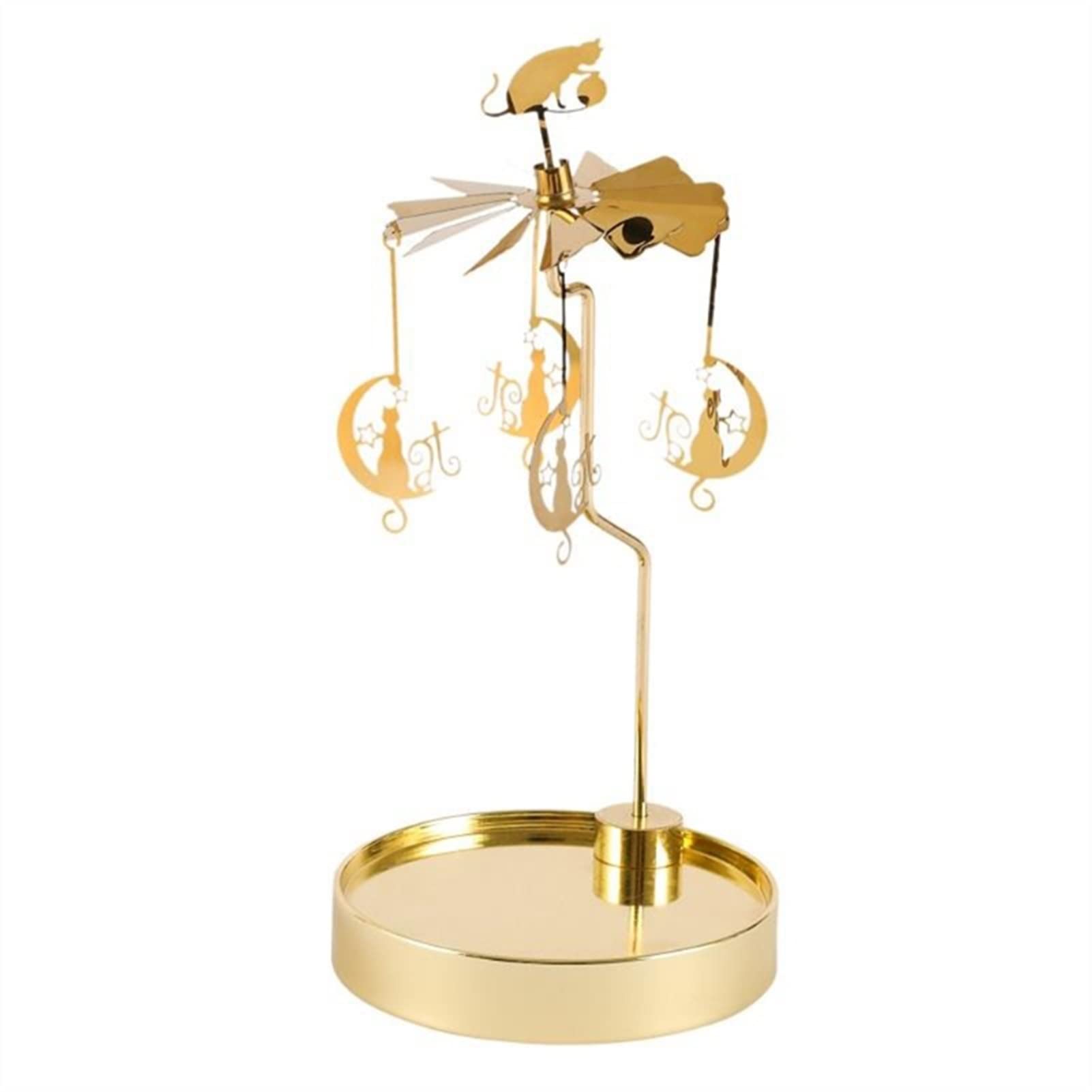 YSYSPJM Snowflake Deer Fairy Rotating Taper Candlestick Holder with Tealight Tray - Romantic Candle Holders for Home Decor, Wedding Centerpiece & Holiday Table Setting