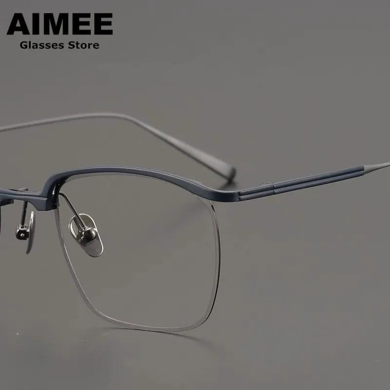 Stylish Unisex Square Titanium Acetate Eyeglasses 15185 - Lightweight & Durable Frame for Work, Reading & Everyday Wear