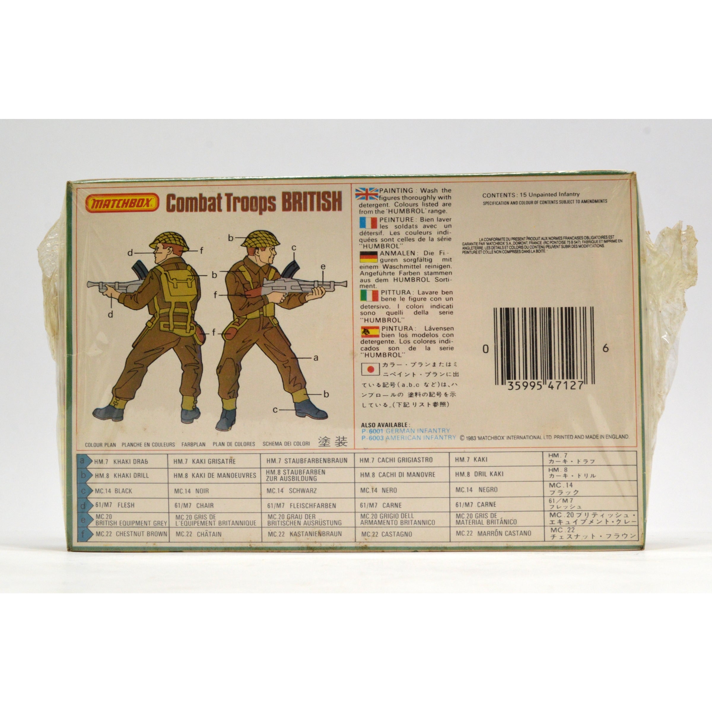 Vintage MATCHBOX 1:32 Scale British Combat Troops Toy Soldiers Set - 15 Pieces #P6002 (Sealed, 1983 Edition) | Collectible Military Miniatures for Display & Wargaming Scenarios