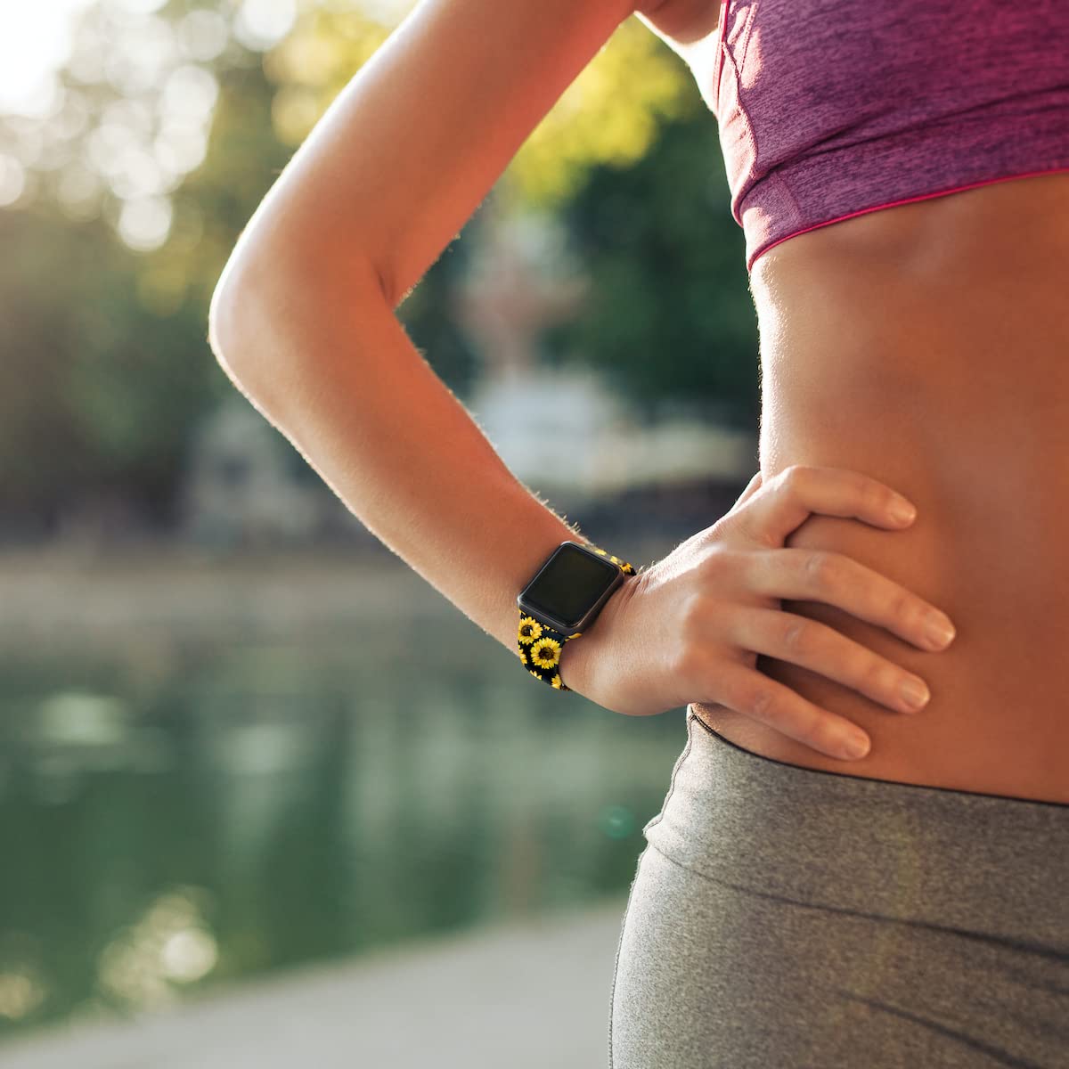 Floral Print Silicone Sport Band for Apple Watch Series 9/8/7/6/5/4/3/2/1/SE - Compatible with 49mm 45mm 44mm 42mm 41mm 40mm 38mm - Fade-Resistant Design for Women - Perfect for Workouts, Running & Everyday Wear