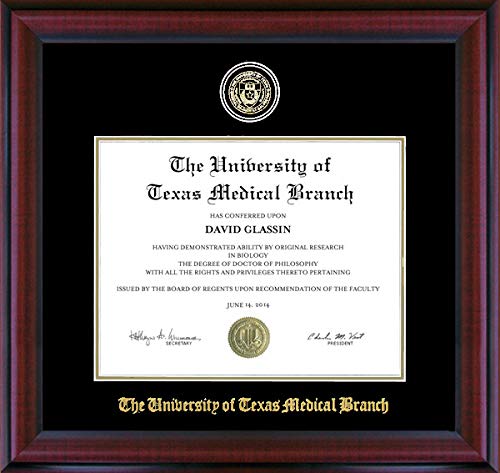 UT Medical Branch Diploma Frame with Embossed School Seal - Premium Display Case for Graduation Certificates, Perfect for Office Decor & Alumni Gifts