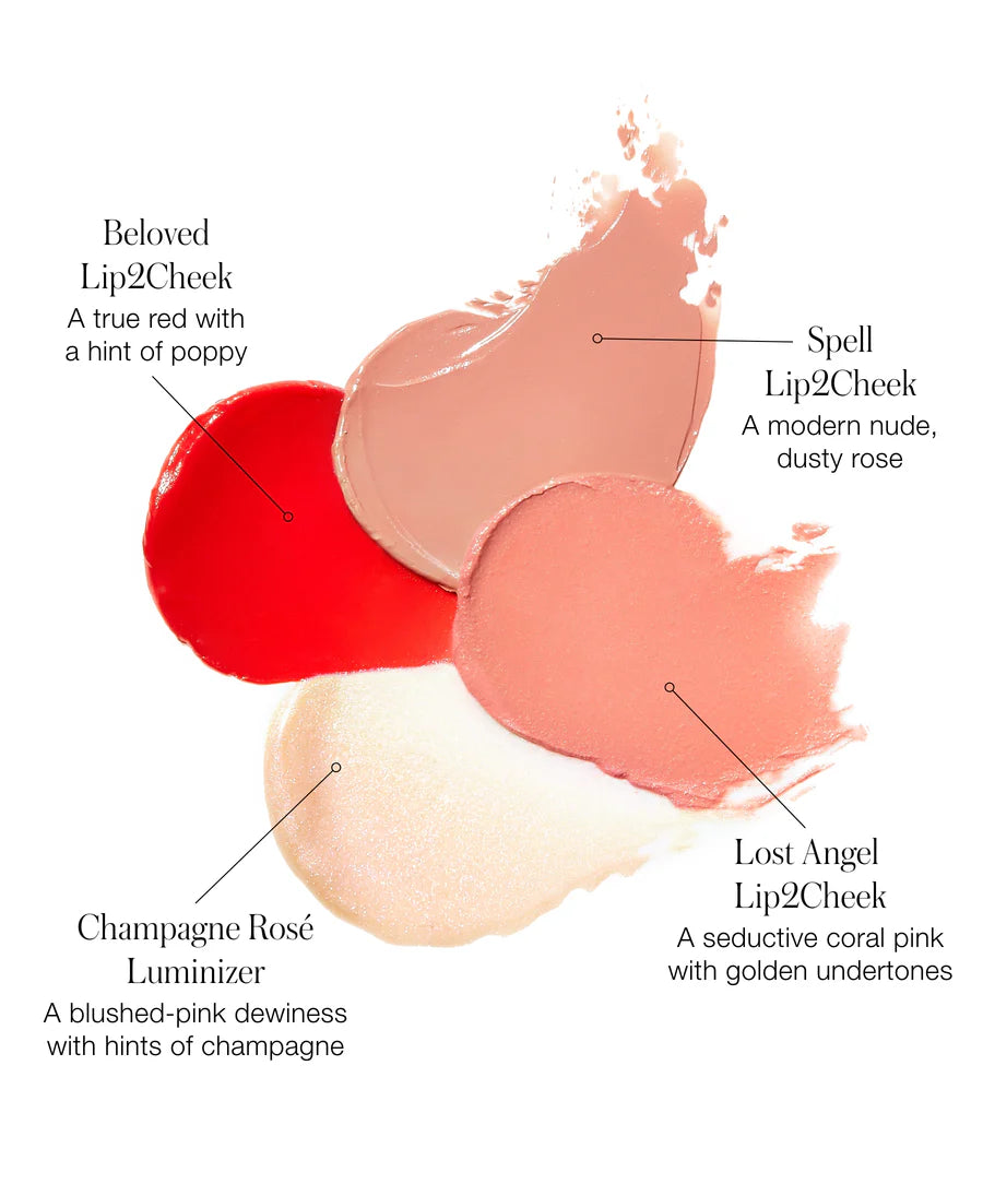 Lip2Cheek Glow Quad Mini - 4-in-1 Cream Blush & Lip Tint Set | Natural Flush Makeup Palette | Perfect for Everyday Wear & On-the-Go Touch Ups | Vegan & Cruelty-Free