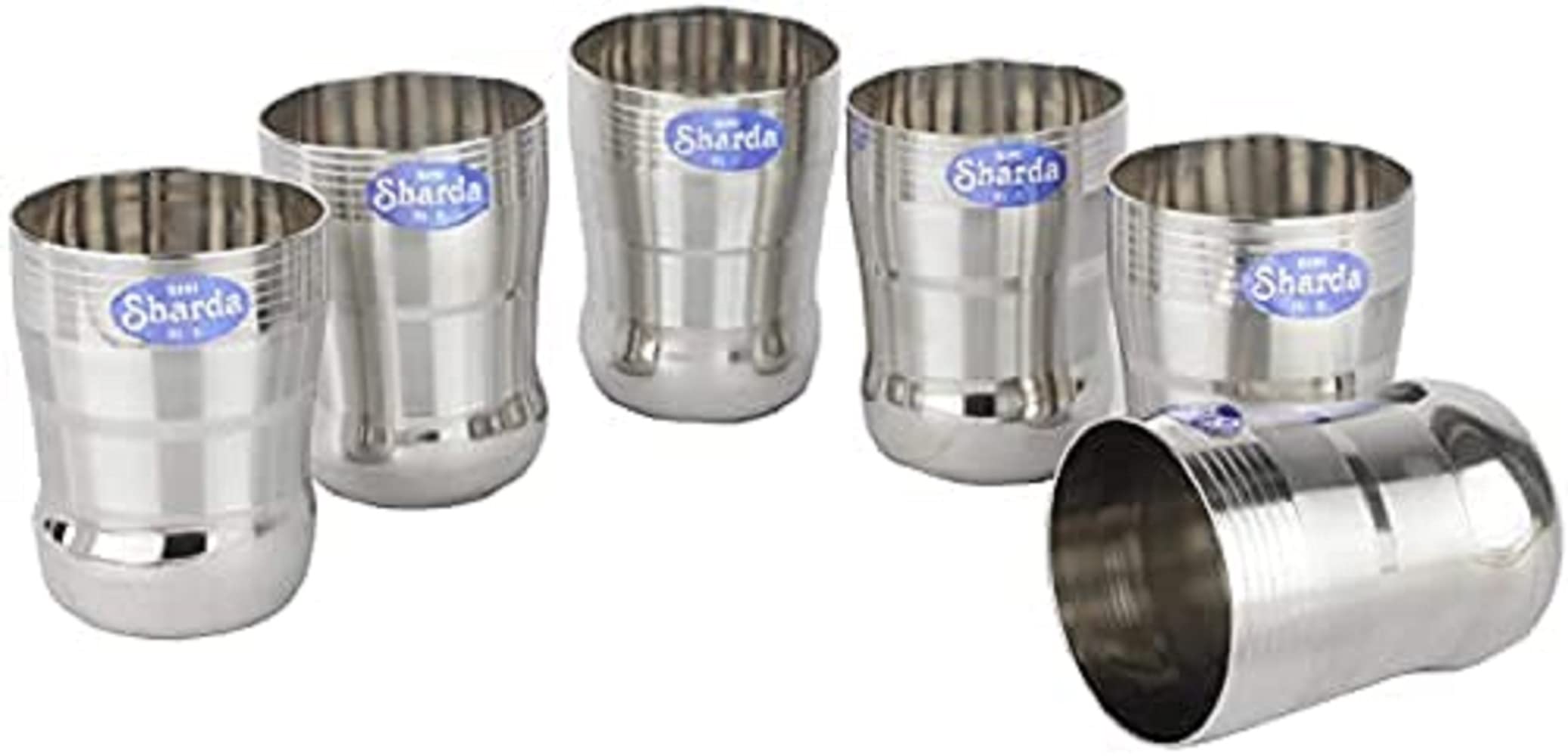 Sharda Metals Stainless Steel Water Glasses Set of 2 - 350ml (12oz) BPA-Free, Durable & Rustproof Drinking Cups for Home, Office, Restaurant, and Outdoor Use