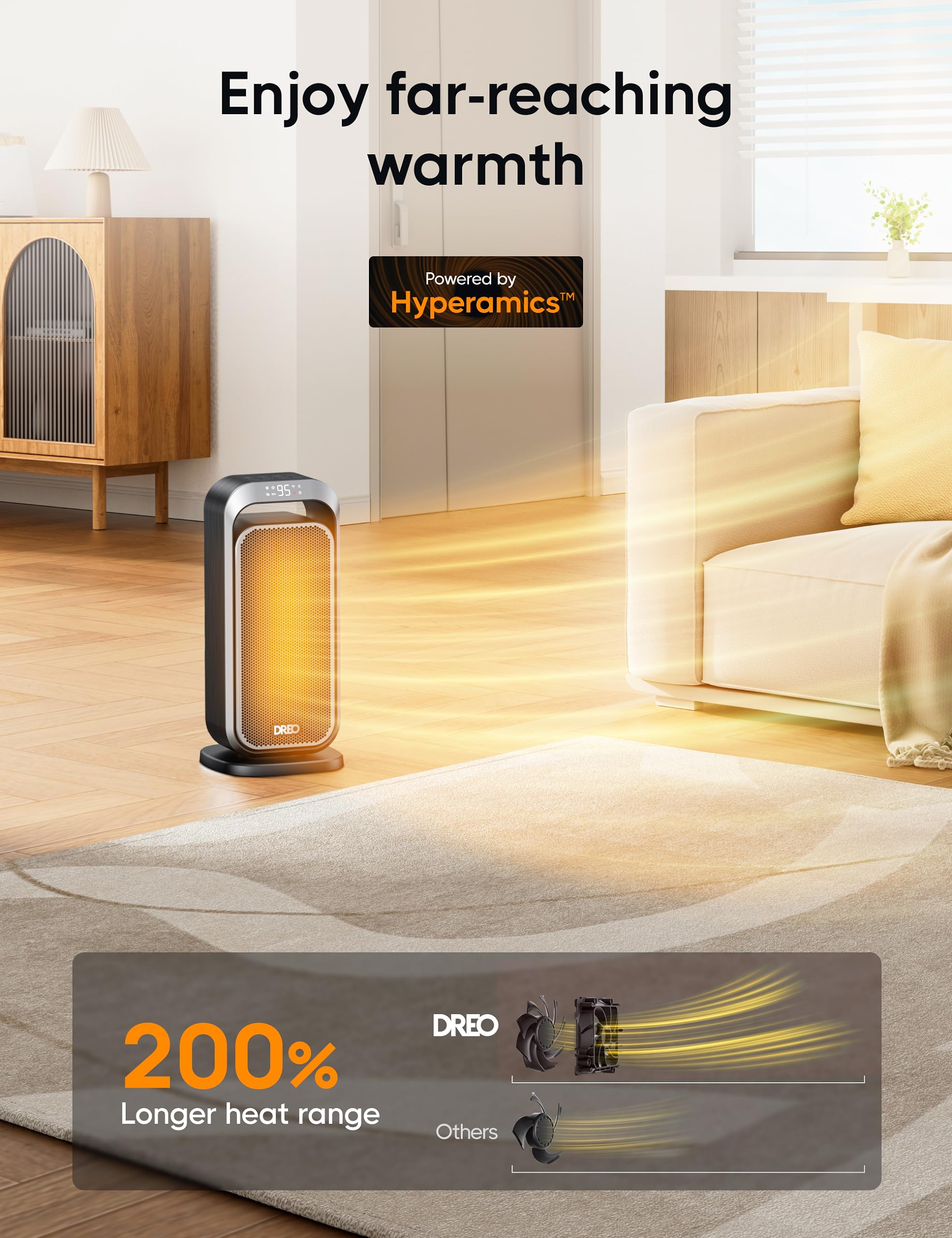 Dreo Portable Electric Space Heater for Indoor Use - Fast Heating, Quiet & Energy Efficient - Perfect for Home, Office, Bedroom & Small Rooms