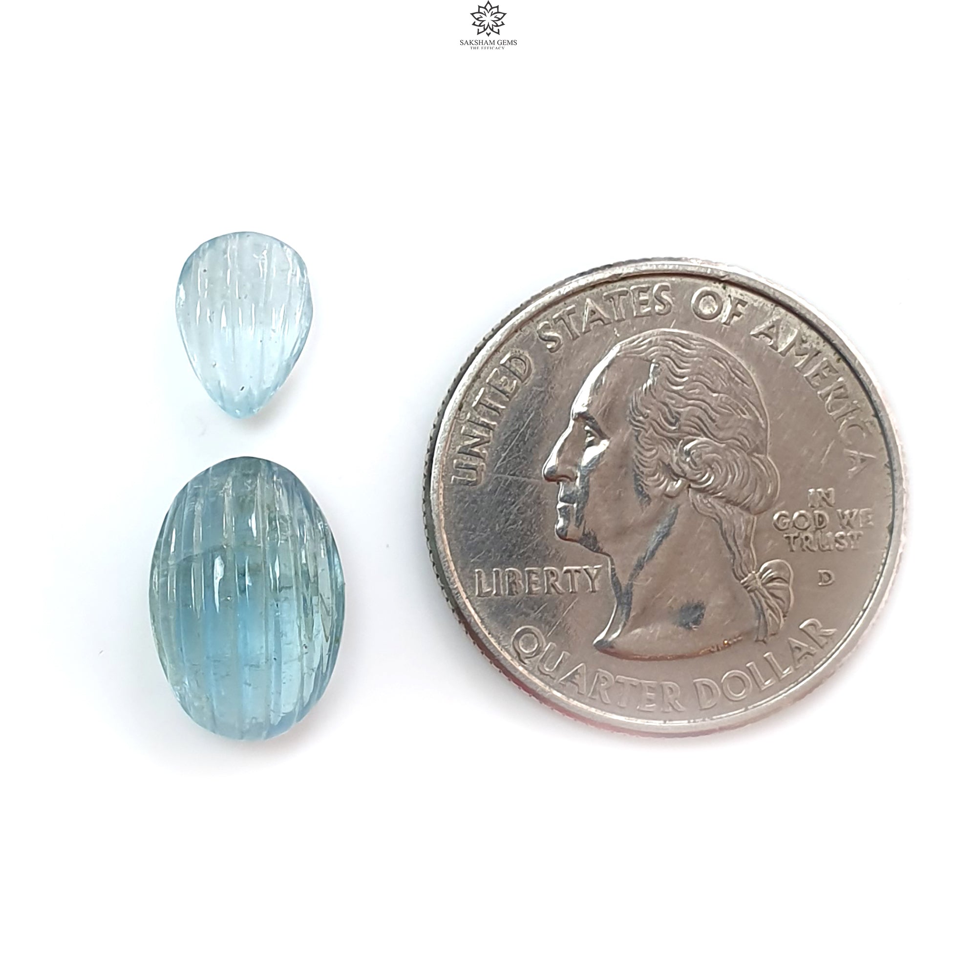 Natural Untreated Blue Aquamarine Gemstone Cabochon - Oval, Pear & Cushion Shape (2pcs/3pcs Set) | March Birthstone for Jewelry Making, Healing Crystals & Spiritual Gifts