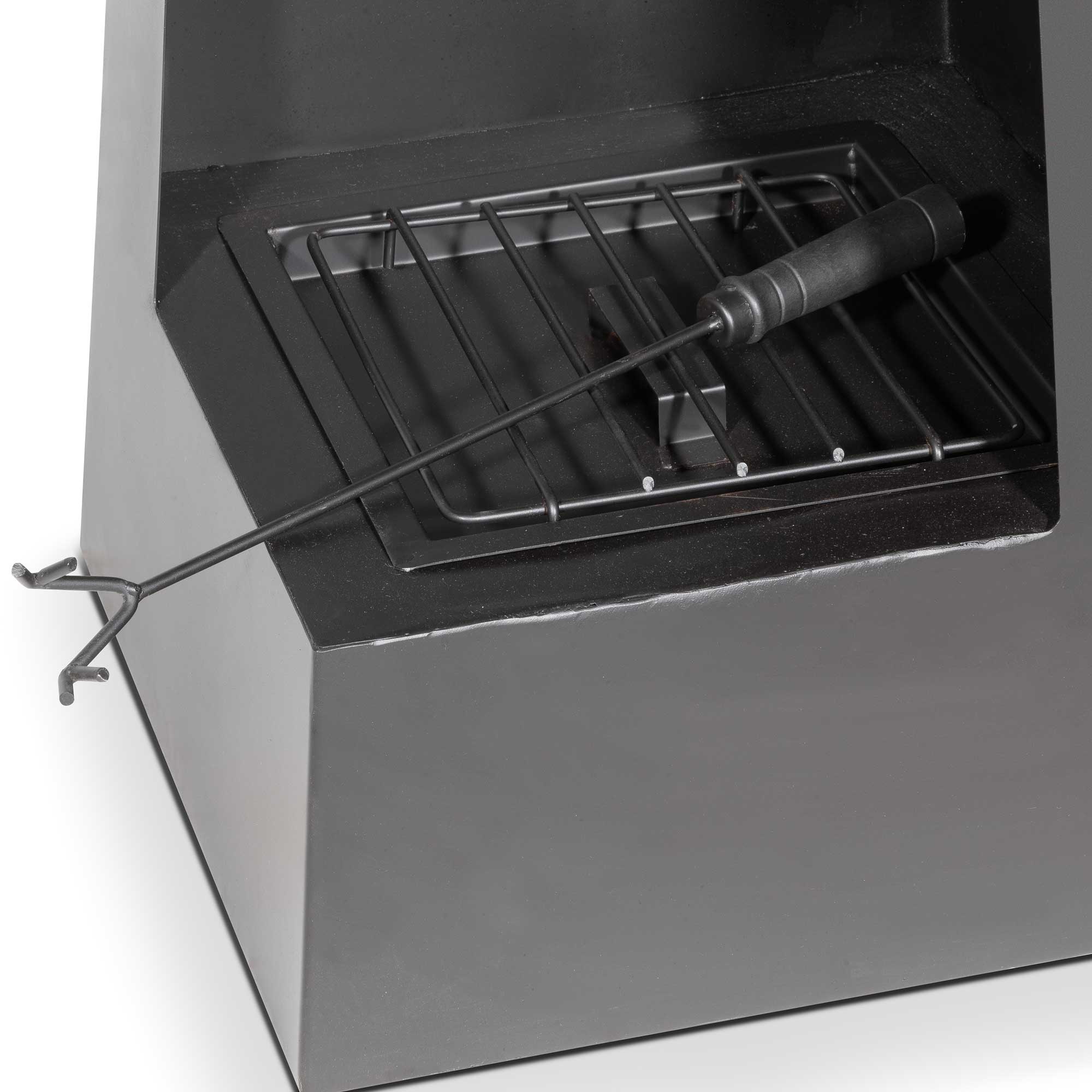 Black Steel Pyramid Chiminea - Outdoor Wood Burning Fire Pit Heater for Garden, Patio, and Backyard | Perfect for Camping, BBQ Parties & Cool Evenings