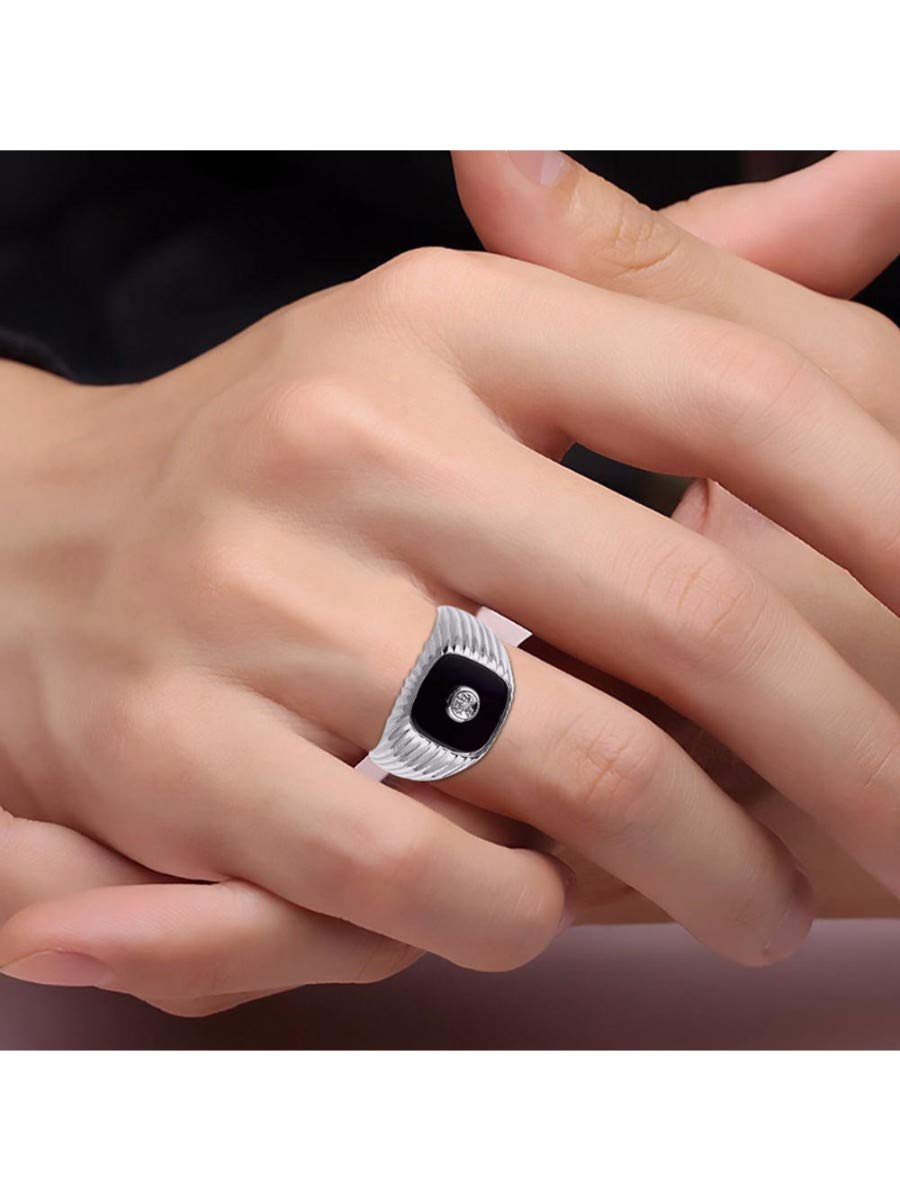 Stylish Men's Onyx Ring - Sterling Silver or Gold Plated with Diamonds | Size 8-13 | Perfect for Weddings, Gifts & Formal Occasions