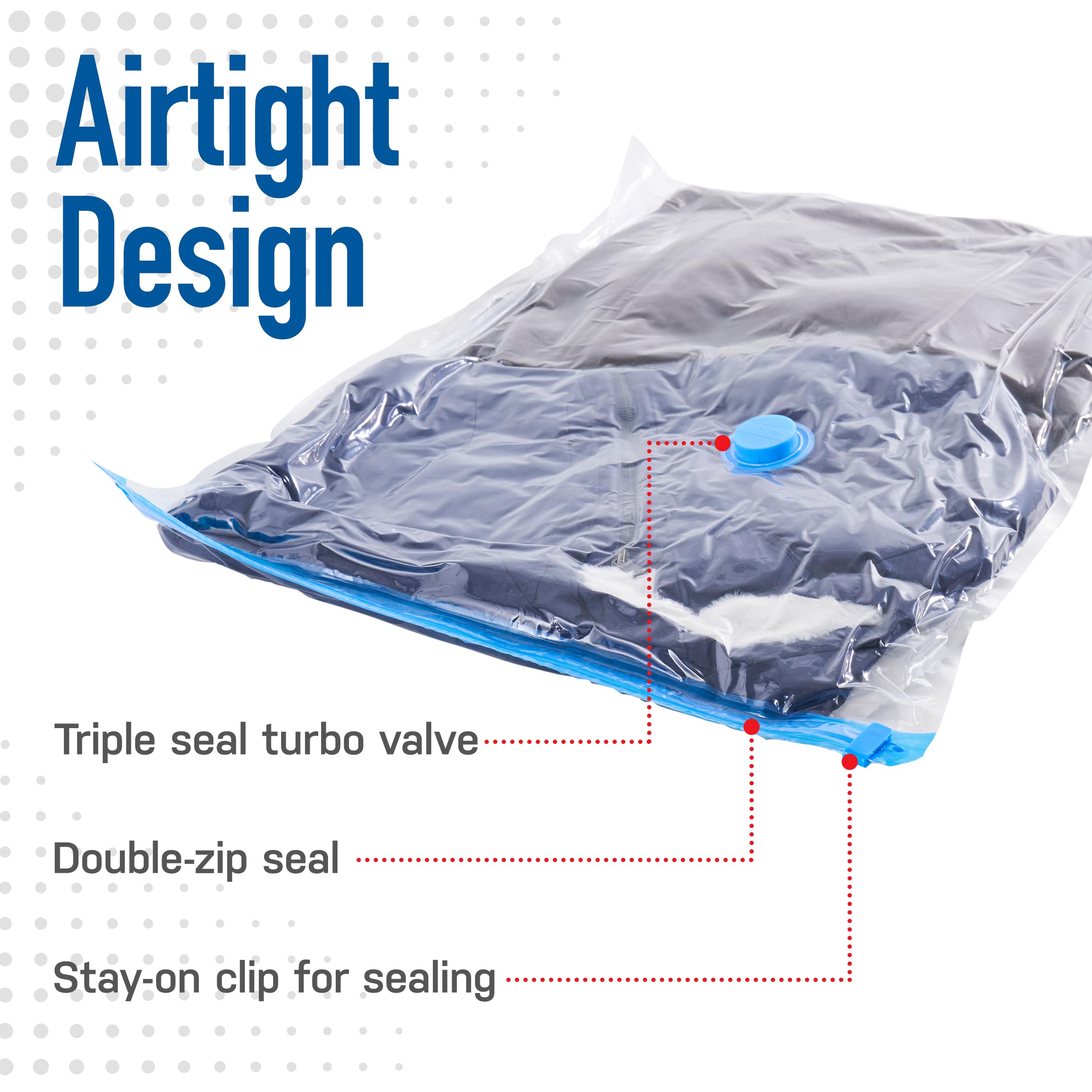 Premium Vacuum Storage Bags (Jumbo 3 Pack) - Save 80% Closet Space for Comforters, Blankets & Seasonal Clothes | Heavy Duty Compression Seal | Includes Hand Pump | Perfect for Home Organization, Travel & Seasonal Storage