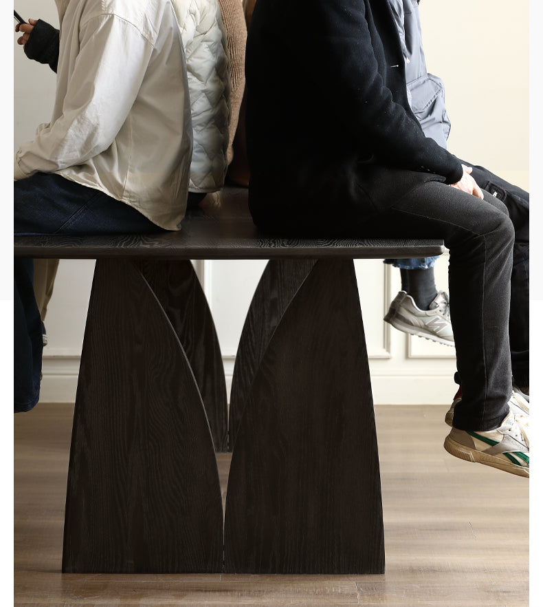 Handcrafted Oak Solid Wood Wabi Sabi Style Dining Table - Natural Wood Grain Texture - Modern Minimalist Furniture for Dining Room, Kitchen, or Open Concept Living Space