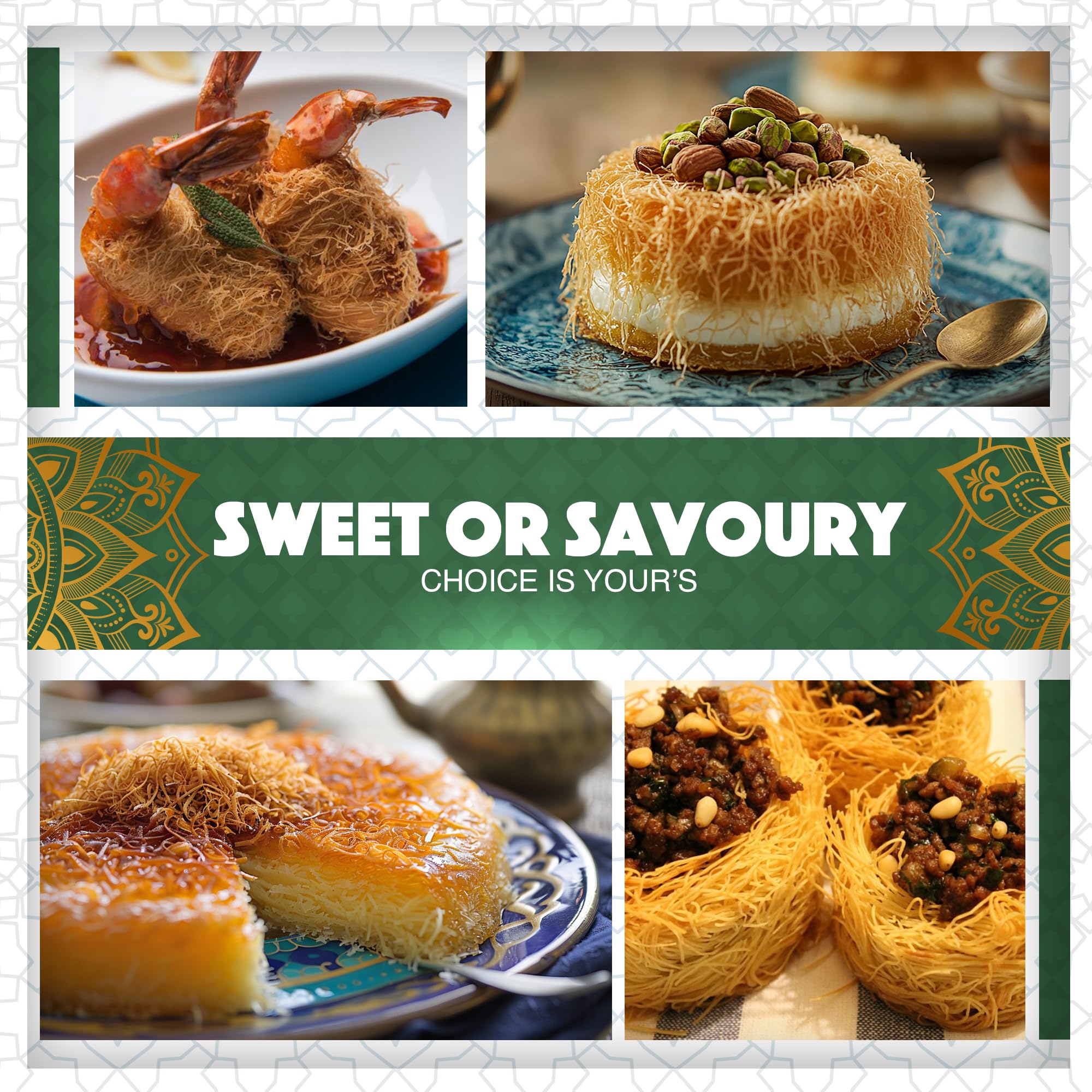 Premium LHUN Dried & Chopped Kataifi - Authentic Turkish Shredded Fillo Dough for Knafeh, Kanafeh & Kunafa | High-Quality Kadayif for Desserts, Baklava & Middle Eastern Pastries | Perfect for Home Baking, Gourmet Cooking & Dubai-Style Chocolate Bars