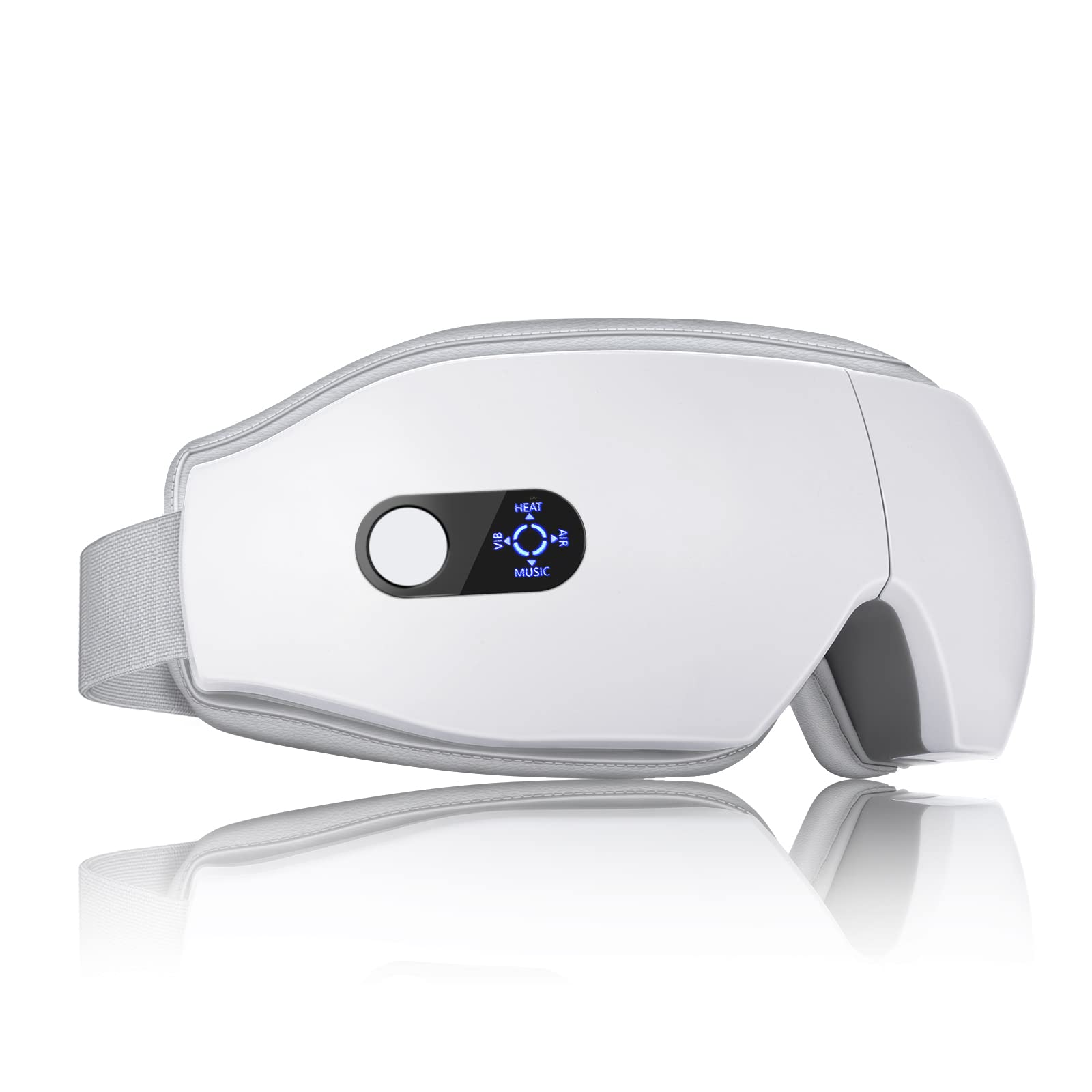 NOWWISH Heated Eye Massager - Smart Relaxing Eye Mask with Heat Therapy for Stress Relief & Sleep Aid - Perfect Mothers Day Gift for Mom, Wife, Birthday Present for Women & Men (White) - Use at Home, Office or Travel for Instant Relaxation