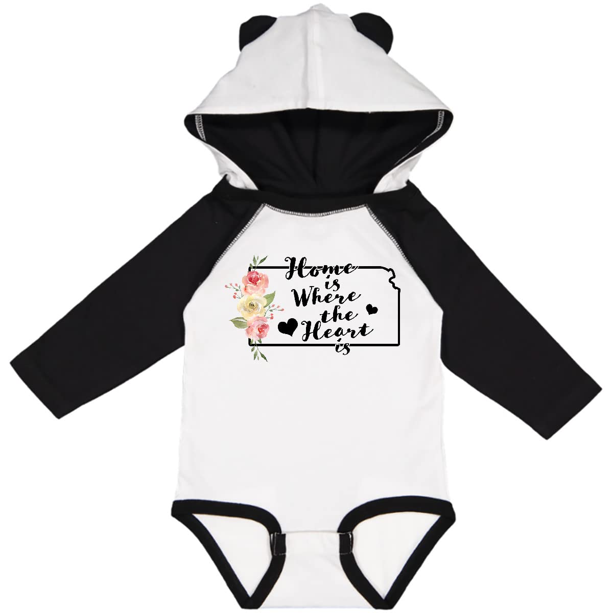 Inktastic Kansas Home Where The Heart is Watercolor Print Long Sleeve Baby Bodysuit - Perfect for Family Photos, Holidays & Heartwarming Gifts