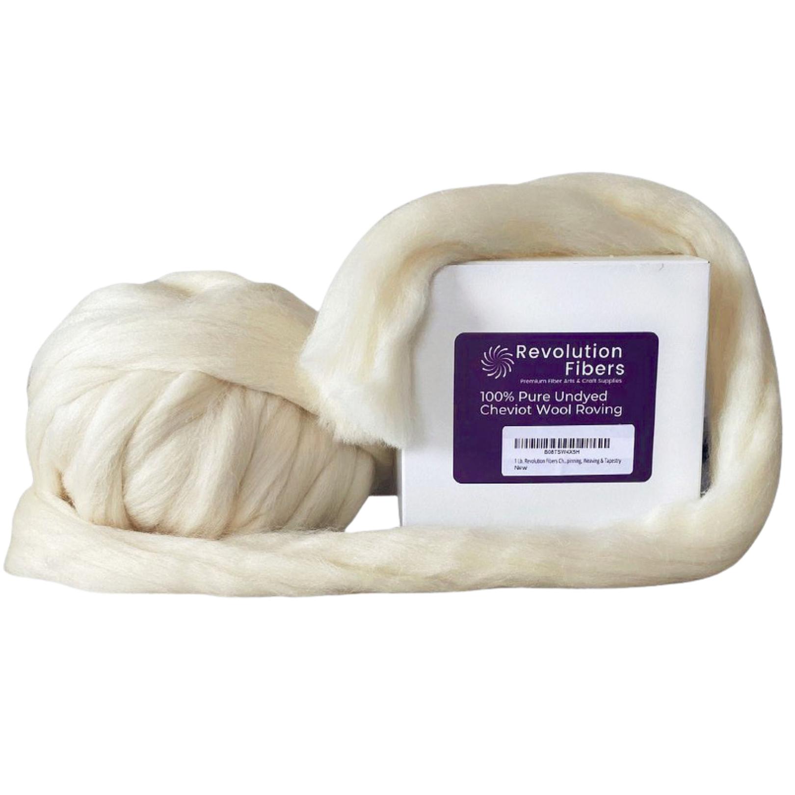 Premium Cheviot Wool Roving Top - 1 lb (16 oz) Natural Fiber for Spinning, Felting & Needlecraft - Perfect for Handmade Yarn, DIY Crafts & Fiber Art Projects