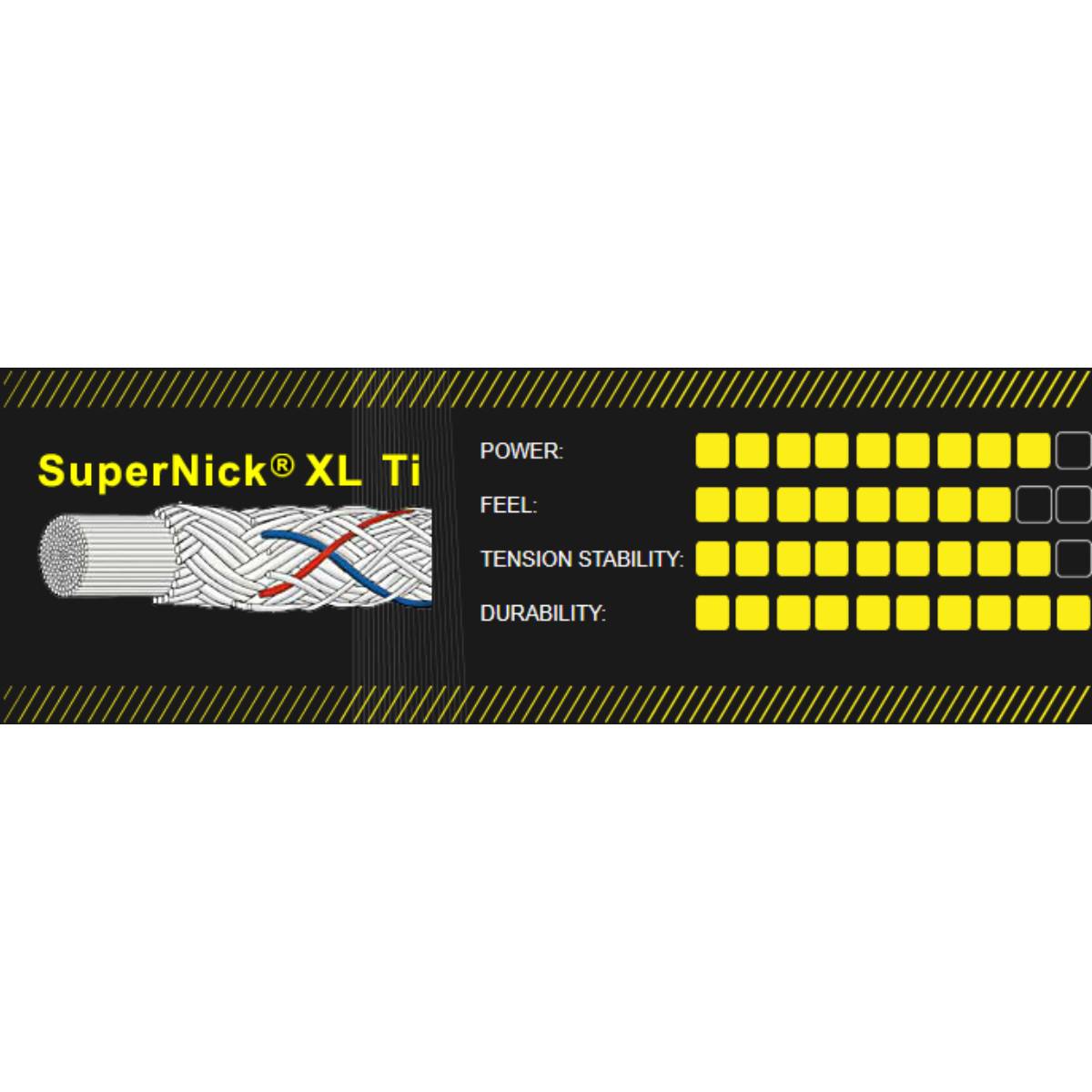 Ashaway SuperNick XL Ti 17 Squash String Reel - High Performance Badminton & Tennis String (Silver/Red/Blue) | Durable Synthetic Gut for Competitive Play & Training Sessions
