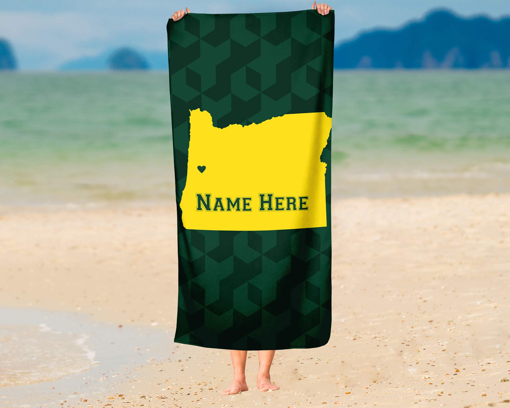 Custom State Pride Beach & Bath Towel - Personalized Oregon Eugene Design for Adults & Kids - Perfect for College Football, Basketball Fans - Great for Beach, Pool, Gym & Home Decor