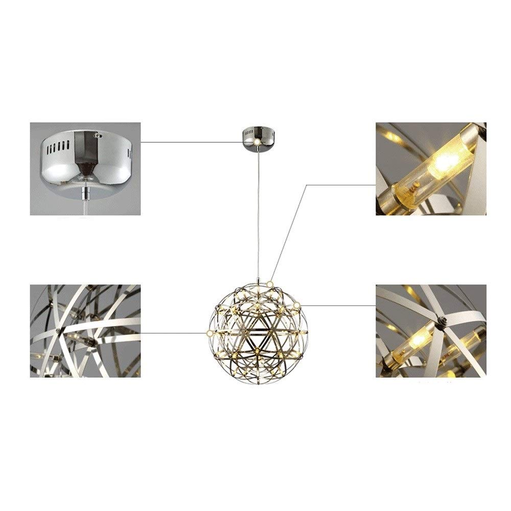Modern LED Chandelier Lamp - Warm White Firework Spark Ball Ceiling Light, Stainless Steel Spherical Pendant Light for Dining Room, Living Room & Bedroom Decoration | Energy-Efficient Dimmable Lighting Fixture for Home & Restaurant