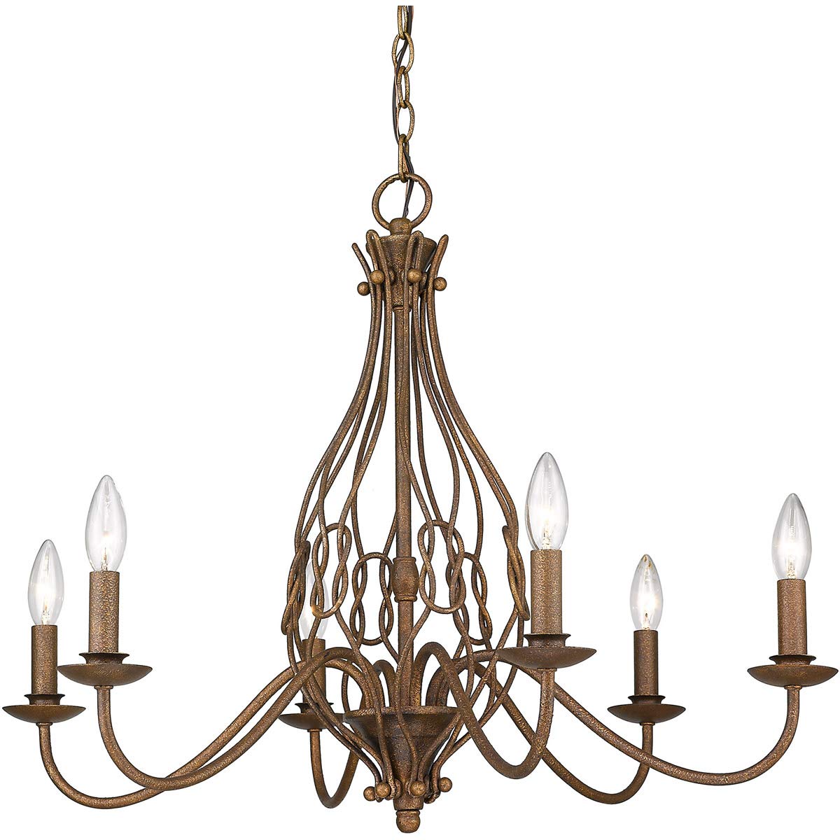 Golden Antoinette 6-Light Chandelier in Burnished Chestnut - Ceiling Mount Dining Room Lighting Fixture for Elegant Home Decor | Perfect for Dining Rooms, Foyers, and Luxury Bedrooms