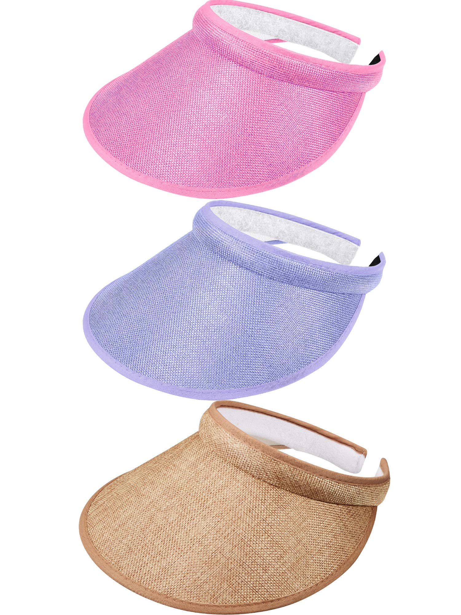 Syhood 3-Piece Wide Brim Sun Visor Hat Set - Adjustable Clip-On Summer Beach Hat & Golf Visor for Women - Perfect for Outdoor Activities, Vacations, and UV Protection