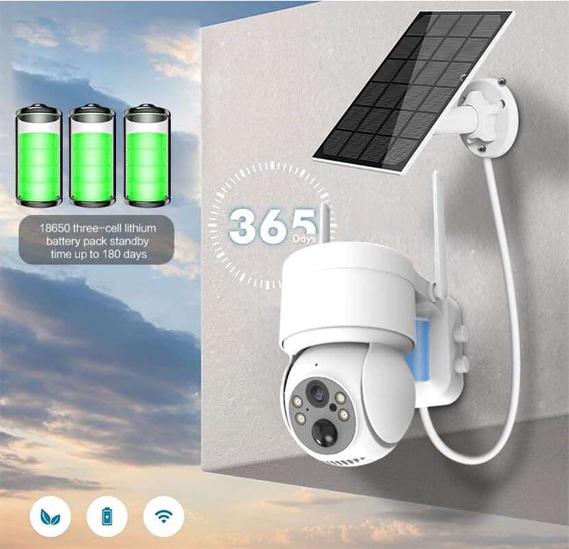 JOLIANE PTZ Solar Wireless IP Camera 4MP HD - Outdoor Security Camera with Built-in Battery & 64GB SD Card - Long Standby Time for Home Surveillance (Ideal for Backyard, Garage & Property Monitoring)