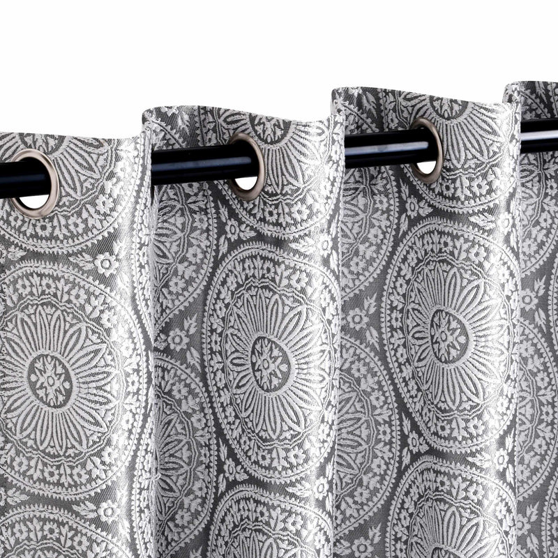 Eminence Jacquard Geometric Floral Mandala Curtain Panel Set of 2 - Premium Blackout Window Drapes for Living Room & Bedroom Decor