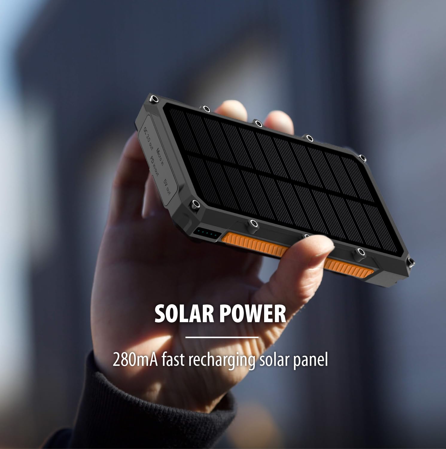 ToughTested 10000mAh Solar Charger - Waterproof IP65 Portable Power Bank with Wireless Charging | Perfect for Camping, Hiking & Outdoor Adventures
