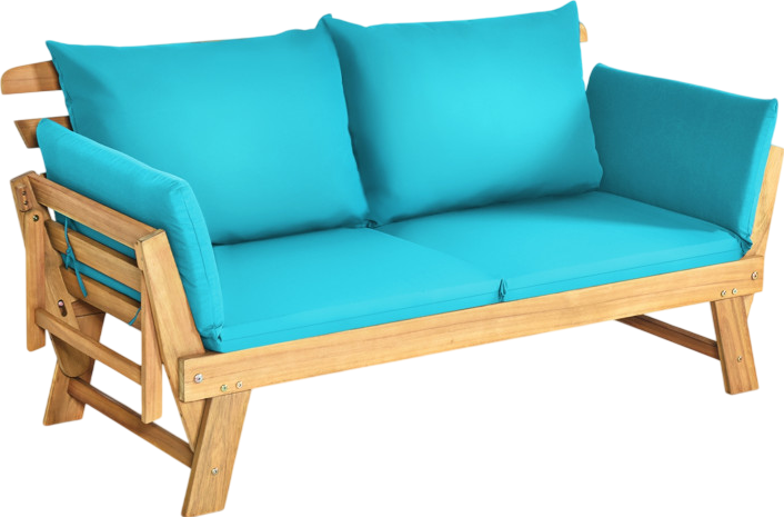 Costway Adjustable Convertible Patio Sofa Daybed with Thick Cushions - Indoor Outdoor Furniture for Garden, Balcony & Backyard Relaxation