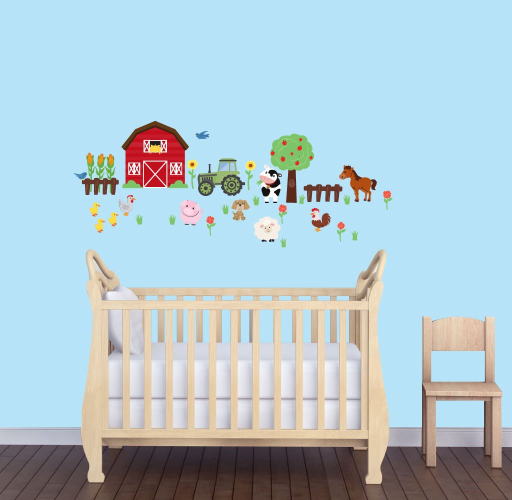 Farm Animal Wall Decals for Kids - Sheep, Horse, Cow Nursery Stickers - Perfect for Baby Room Decor & Playroom Wall Art
