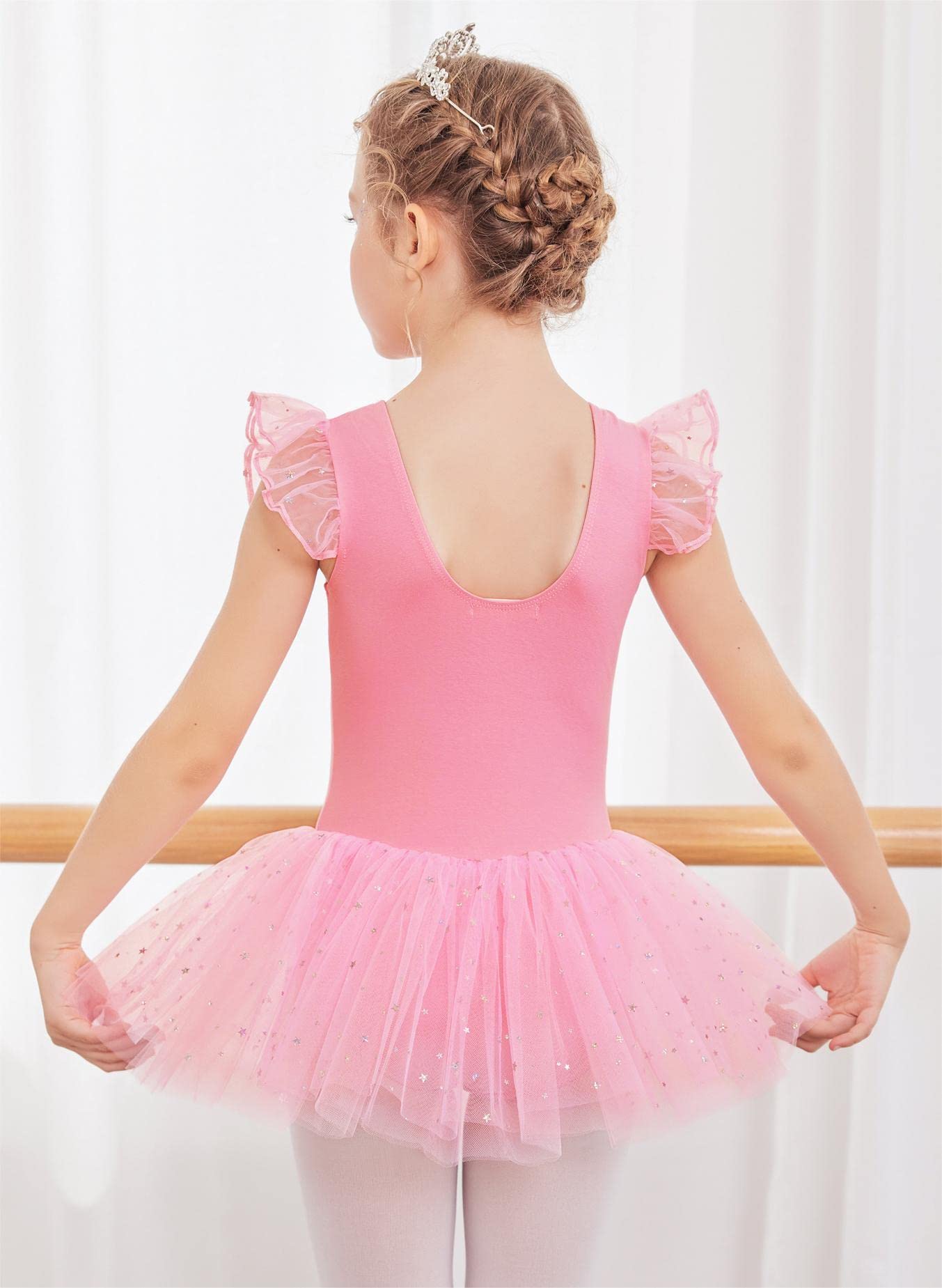 Zaclotre Girls Ballet Leotard with Ruffle Sleeves & Shiny Tutu Skirt - Dance Costume for Ballet, Gymnastics, Recital & Performance - Perfect for Toddler Ballerinas