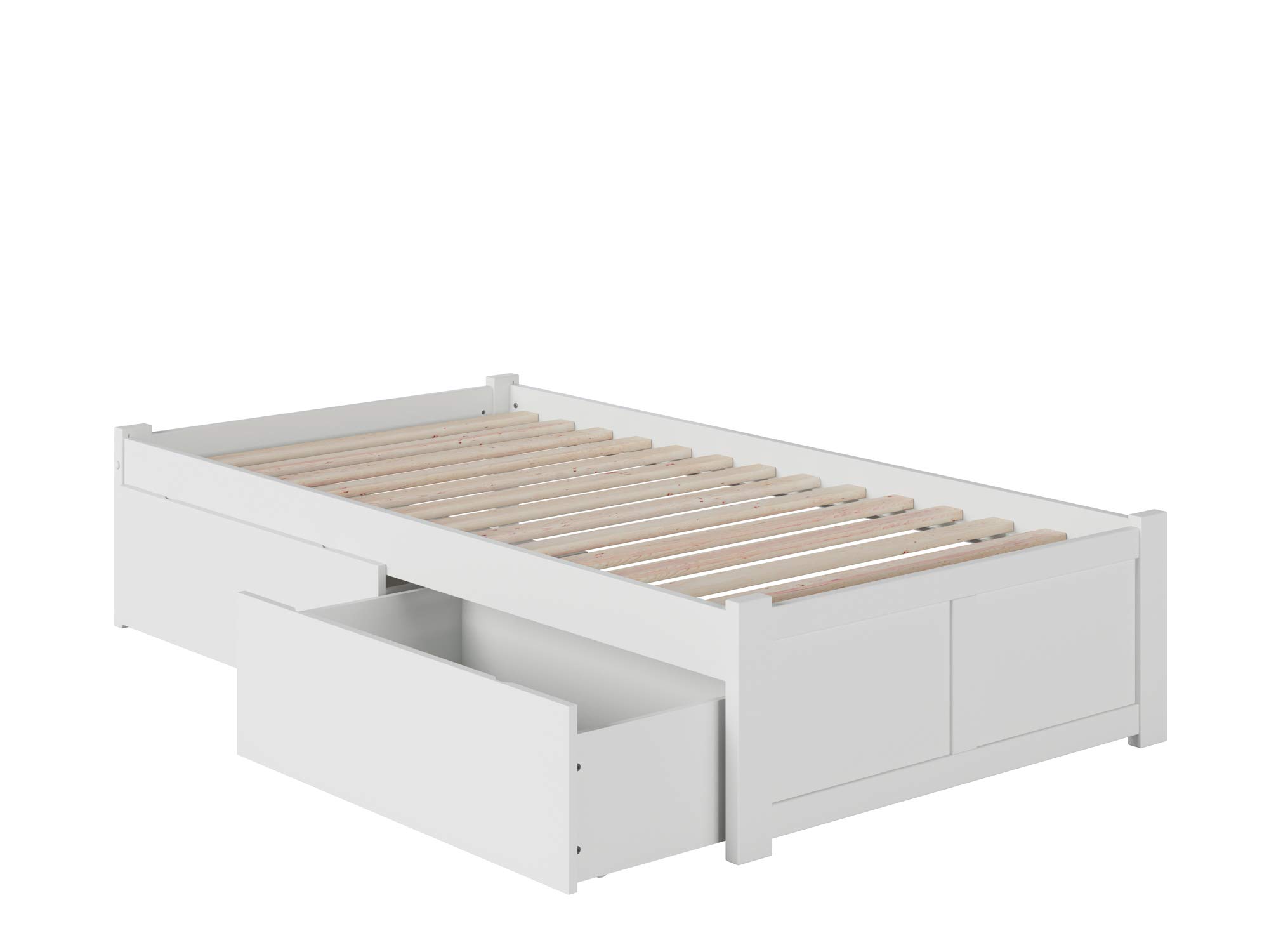 AFI Concord Twin XL Size Platform Bed with Footboard & Storage Drawers in White - Modern Space-Saving Bed Frame for Small Bedrooms, Guest Rooms & Dorms