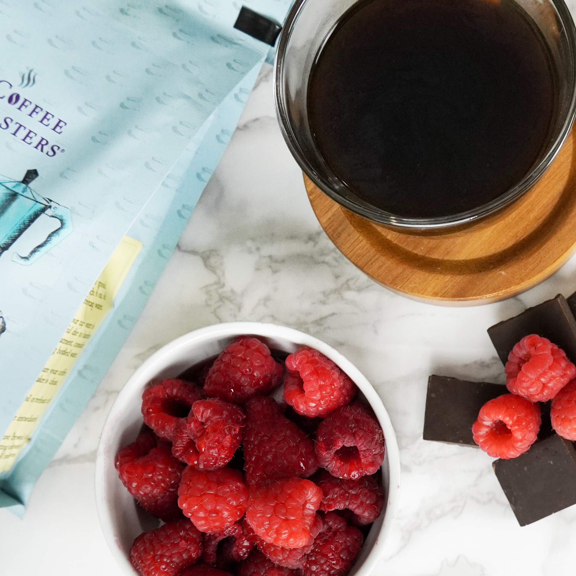 Premium Chocolate Raspberry Flavored Ground Coffee - 12-Ounce Bags (Pack of 4) | Rich Aroma & Smooth Taste | Perfect for Morning Brew, Office Break & After-Dinner Dessert Pairing