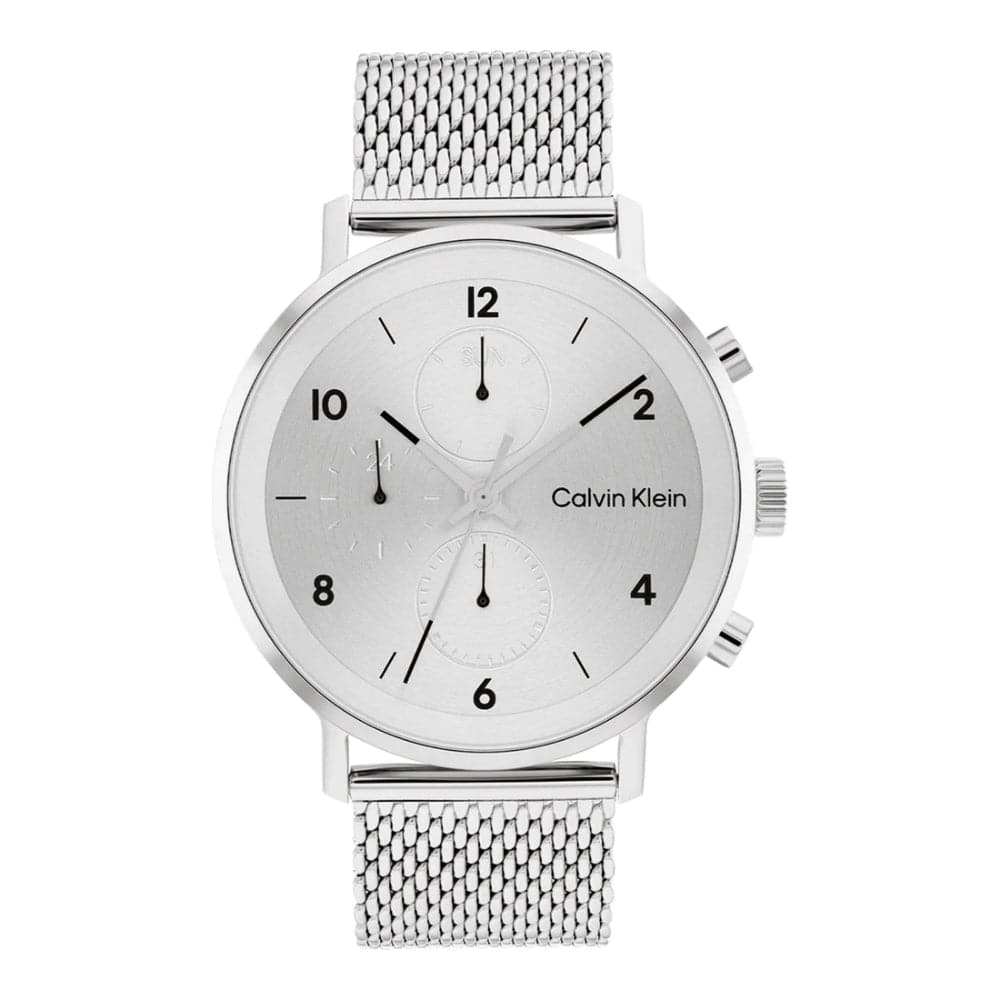 Calvin Klein Men's Silver Dial Watch with Milanese Strap 25200107 - Stylish Accessory for Business, Casual & Formal Occasions