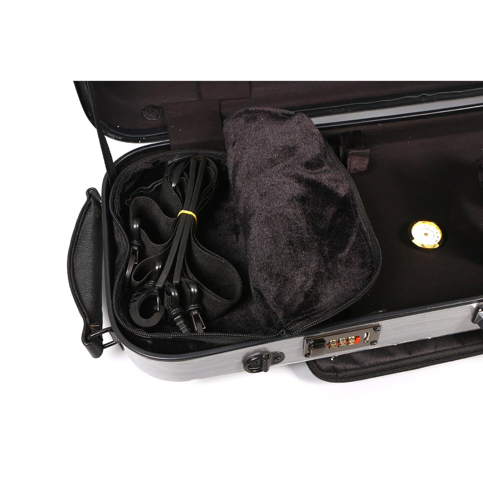 Premium 4/4 Full Size Carbon Fiber Oblong Violin Case - Hard Shell Rectangle Design with Soft Padding, Back Straps & Music Sheet Bag (Silver with Code Lock) - Perfect for Professional Musicians, Travel & Storage Protection