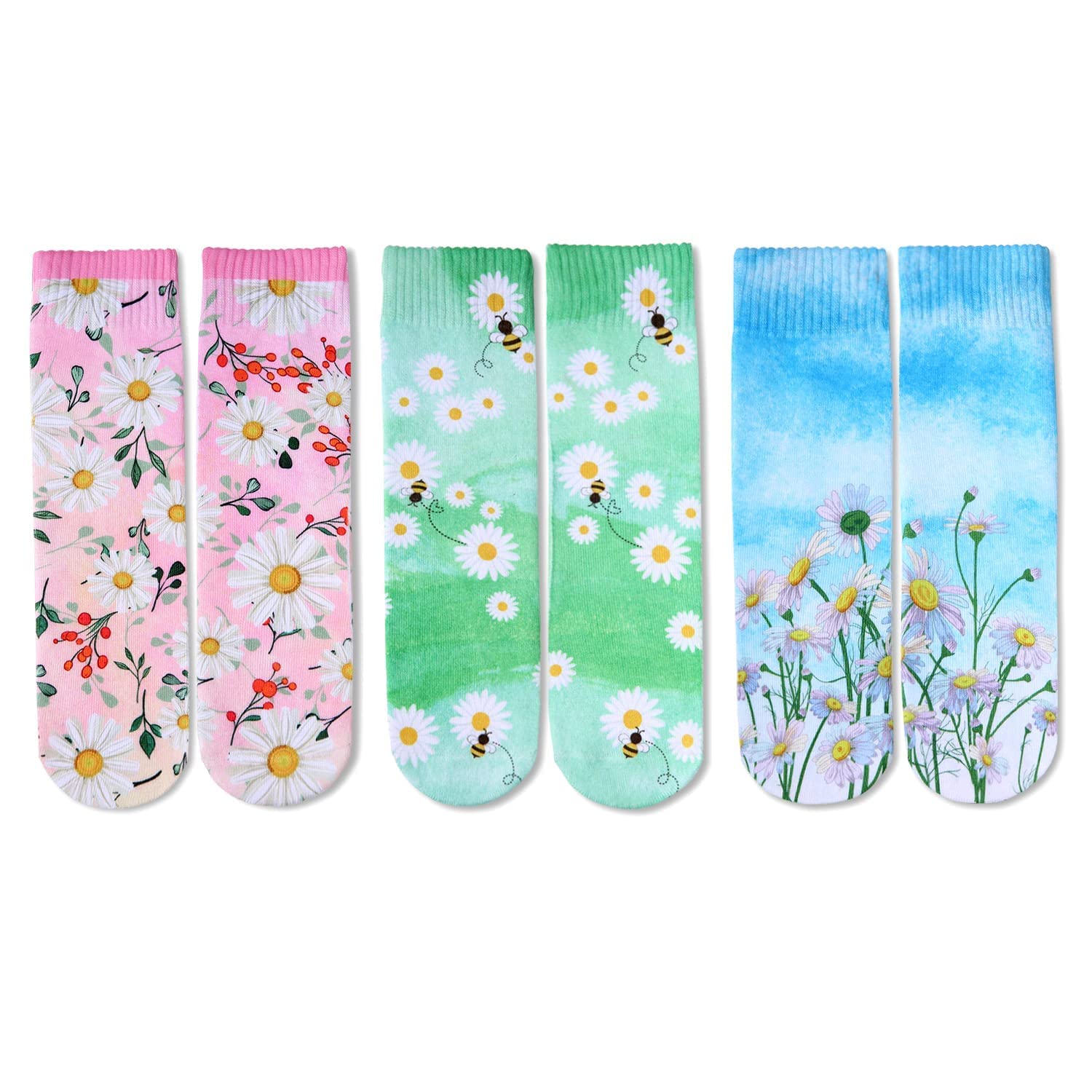 Benefeet Women's Floral Crew Socks - Funny Cotton Athletic Socks for Women - Cute High Ankle Casual Socks Gift - Perfect for Running, Yoga & Everyday Wear