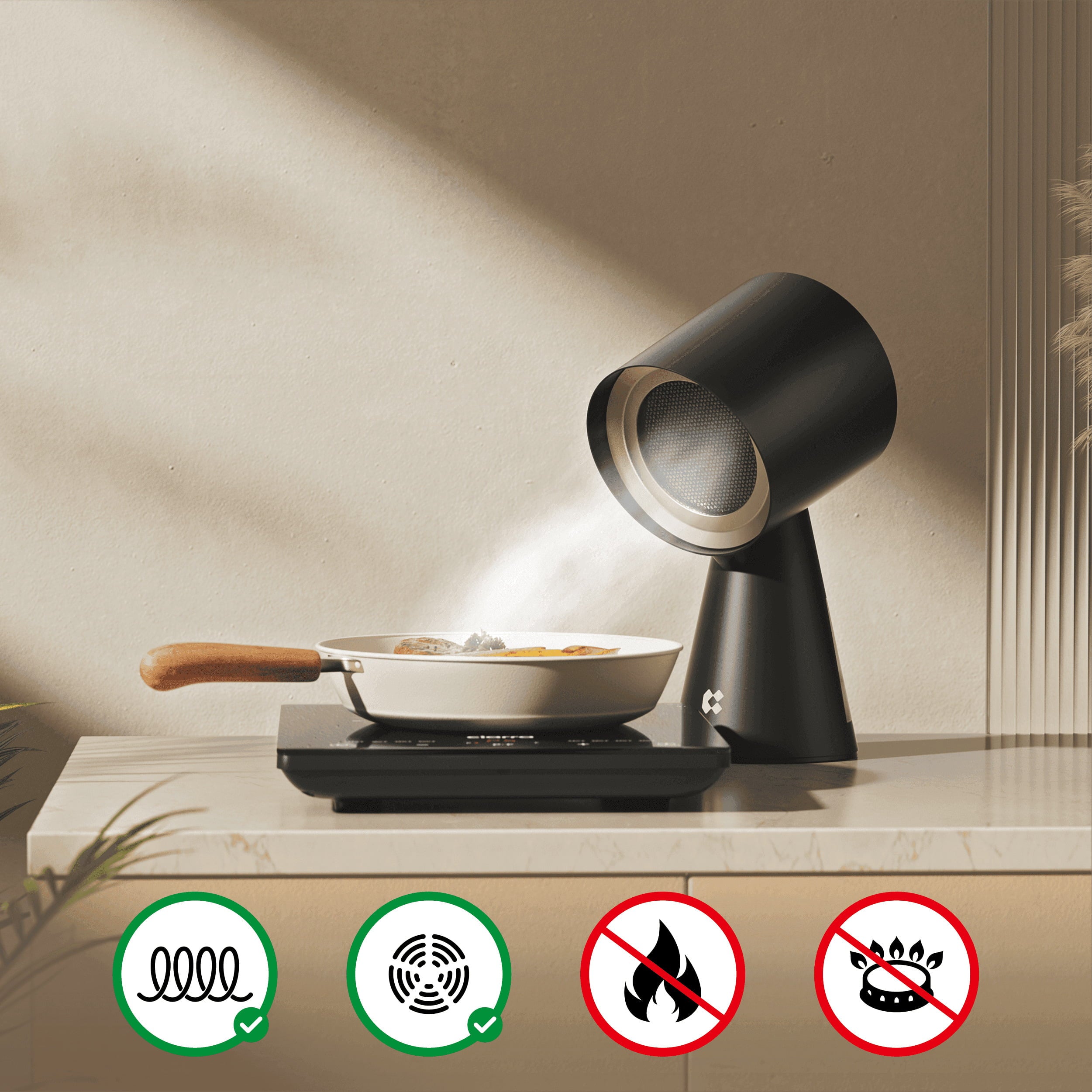 Ciarra HOOD TO GO Portable Mini Desktop Range Hood - Compact & Powerful Kitchen Exhaust Fan for Small Spaces, Apartments, Dorms - Shadow Noir Black Finish | Perfect for Cooking, Grilling, Frying in Tight Spaces