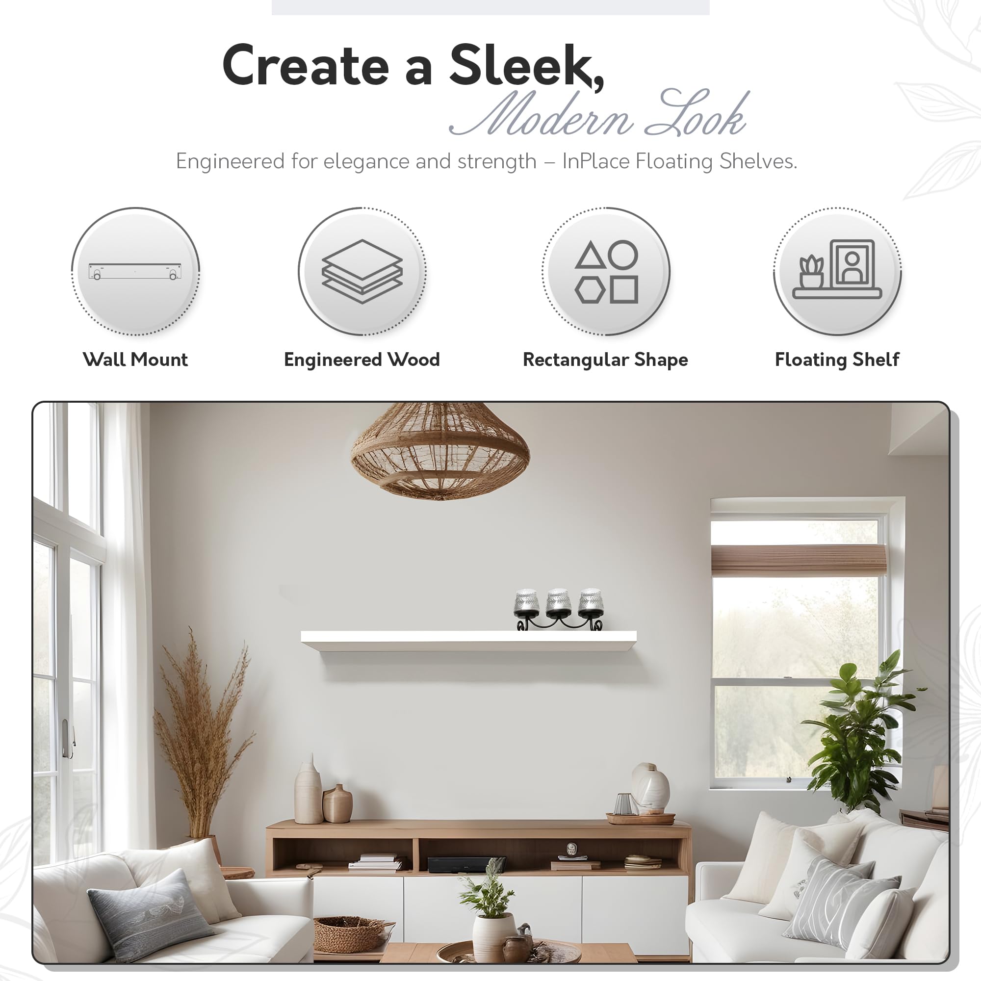 InPlace Floating Shelves for Wall - 10.2