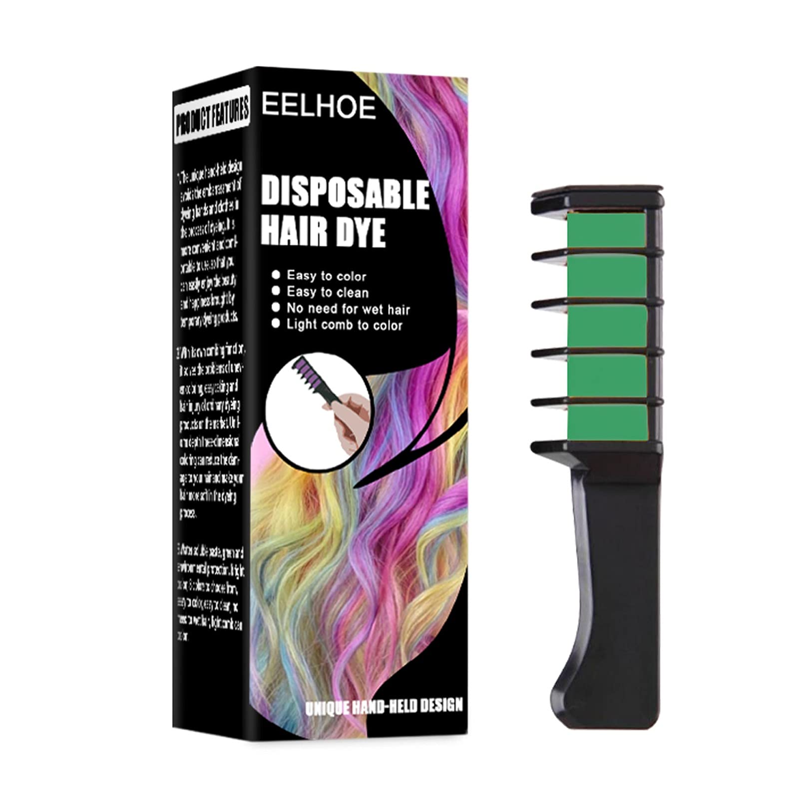 **Disposable Hair Chalk Comb - Temporary Instant Bright Hair Color Dye for Kids & Girls (Ages 4-10) | Washable & Non-Toxic | Perfect for Halloween, Christmas, Birthday Parties & Cosplay | Fun & Safe Hair Styling for Festive Events**
