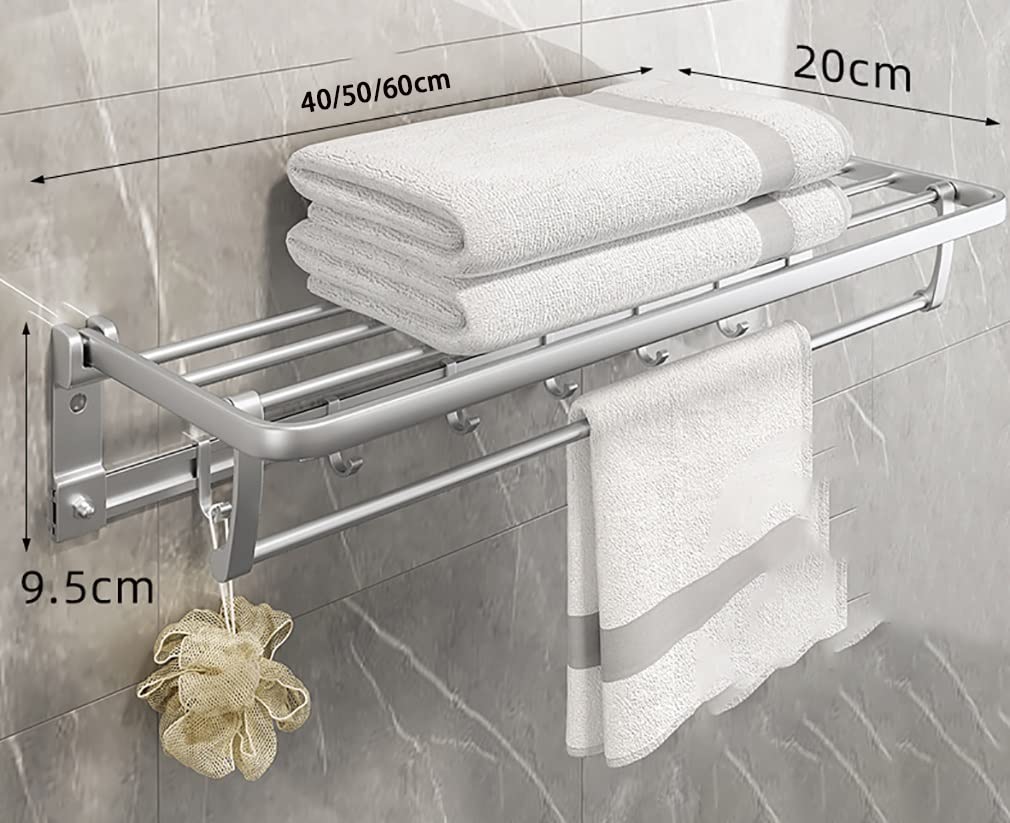 Stainless Steel Adjustable Double Towel Bar Rack - Modern Wall Mount Bathroom Organizer with Polished Finish (50cm, Silver) - Perfect for Hotels, Spas & Home Bathroom Storage