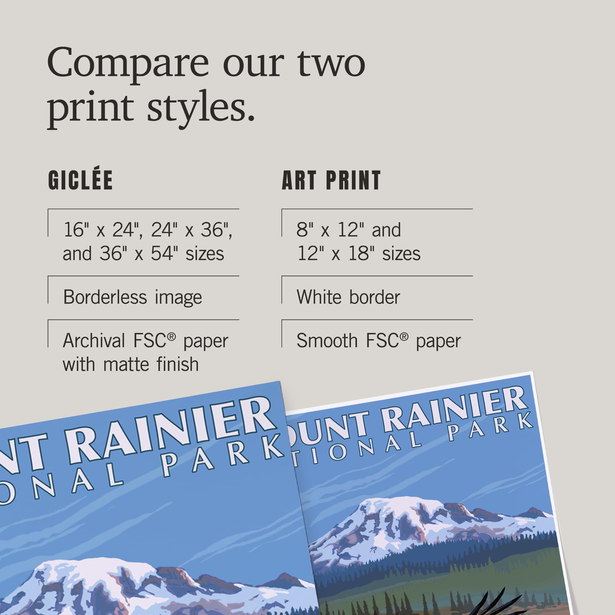 Lantern Press 16x24 Inch Giclee Print - Mount Rainier Washington Landscape Art with Eagle Fishing - Premium Wall Decor for Living Room, Bedroom & Office