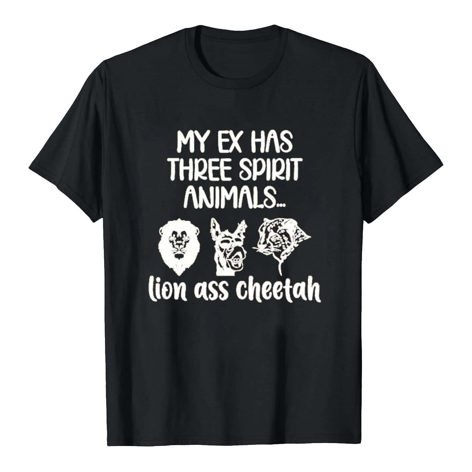 Funny Women's Short Sleeve T-Shirt - 'My Ex Has Three Spirit Animals' Letter Print Top | Summer Casual Tee for Parties, Gifts & Everyday Wear