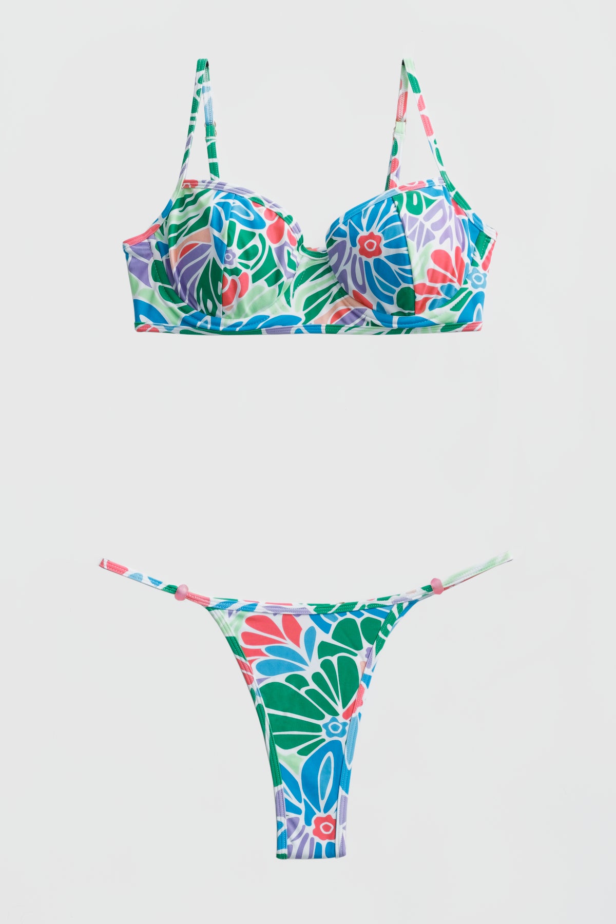 Amira Women's Aqua Floral Print High-Waisted Bikini Bottom - Perfect for Beach Vacations, Pool Parties & Summer Getaways