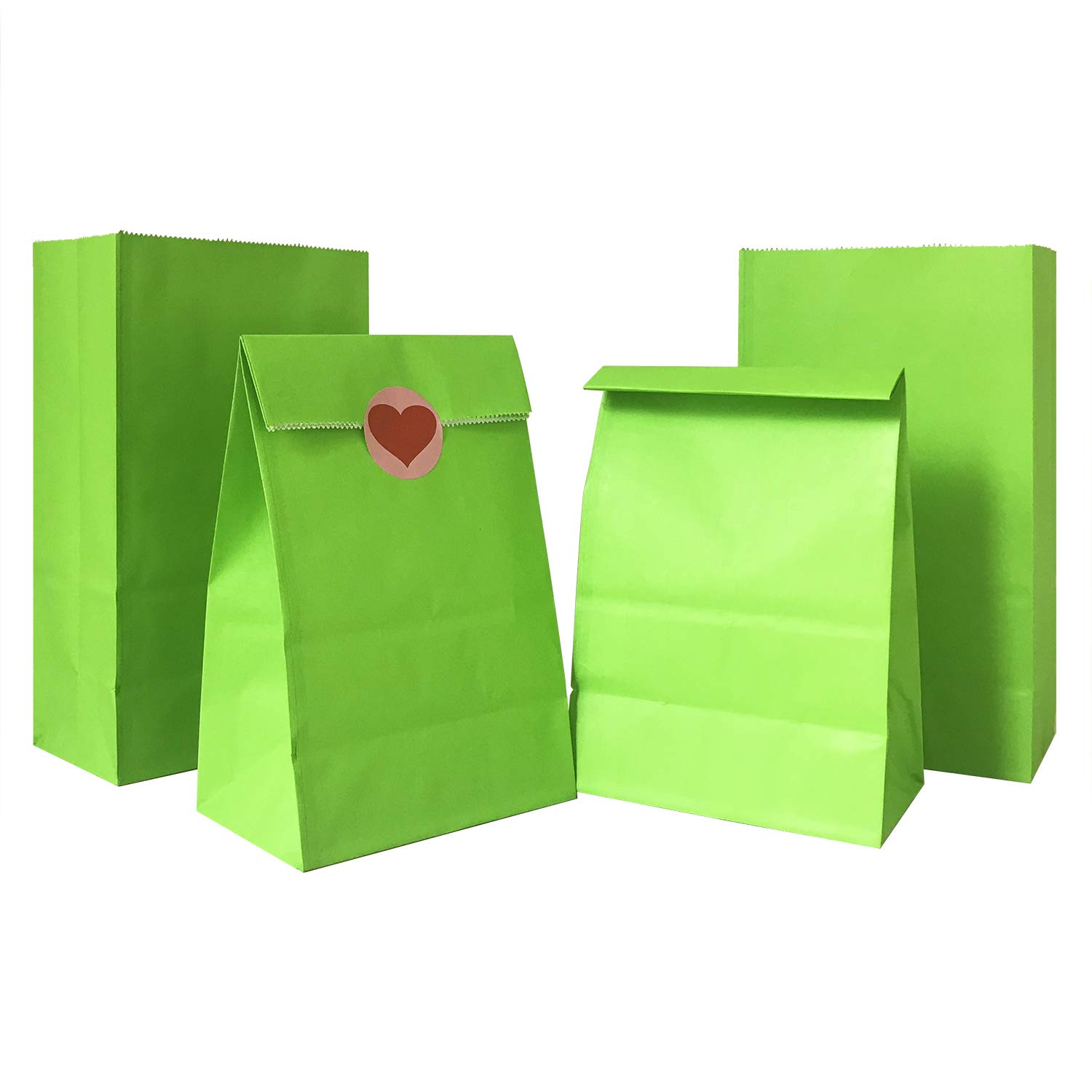 Artseen Party Favor Bags - 24 Count Lime Green Treat Bags 5.1x3.1x9.4 inches for Birthday Parties, Baby Showers & Wedding Favors - Decorative Gift Bags for Candy, Snacks & Small Gifts